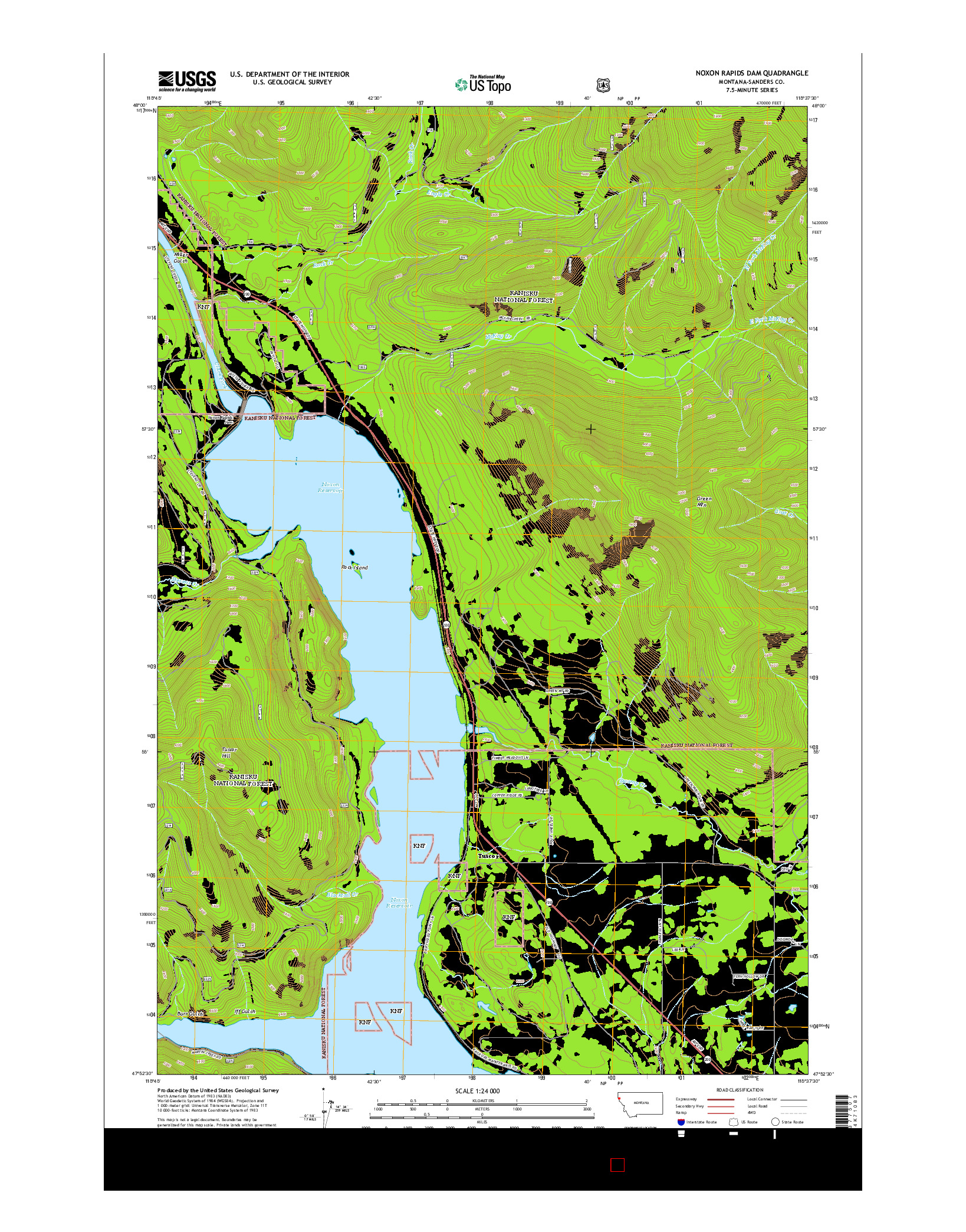 USGS US TOPO 7.5-MINUTE MAP FOR NOXON RAPIDS DAM, MT 2014