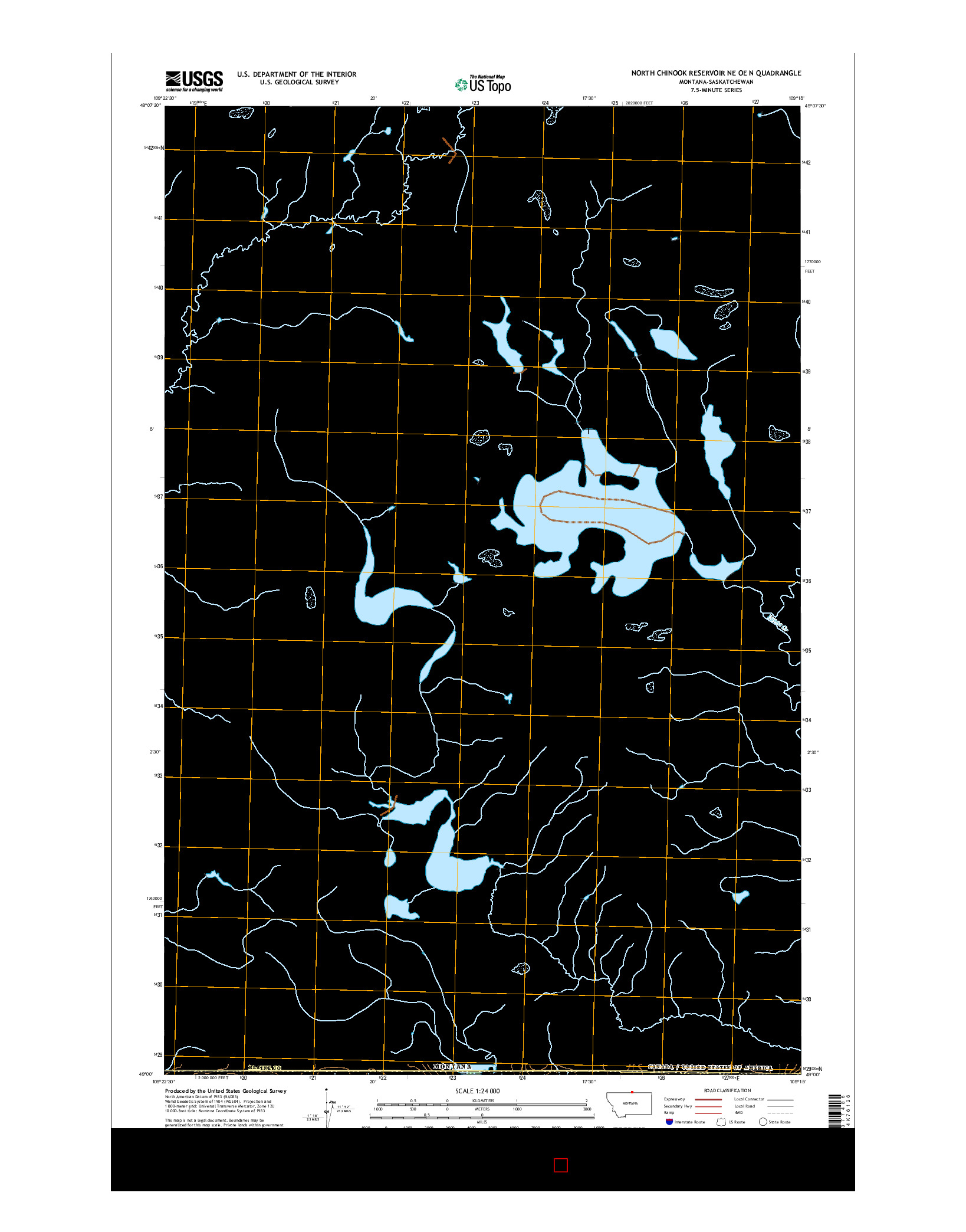 USGS US TOPO 7.5-MINUTE MAP FOR NORTH CHINOOK RESERVOIR NE OE N, MT-SK 2014