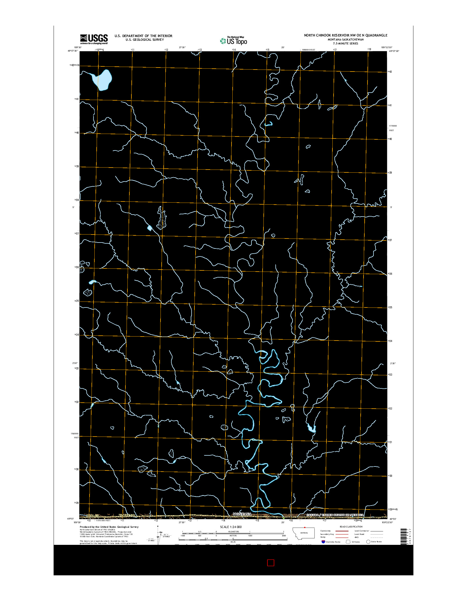 USGS US TOPO 7.5-MINUTE MAP FOR NORTH CHINOOK RESERVOIR NW OE N, MT-SK 2014