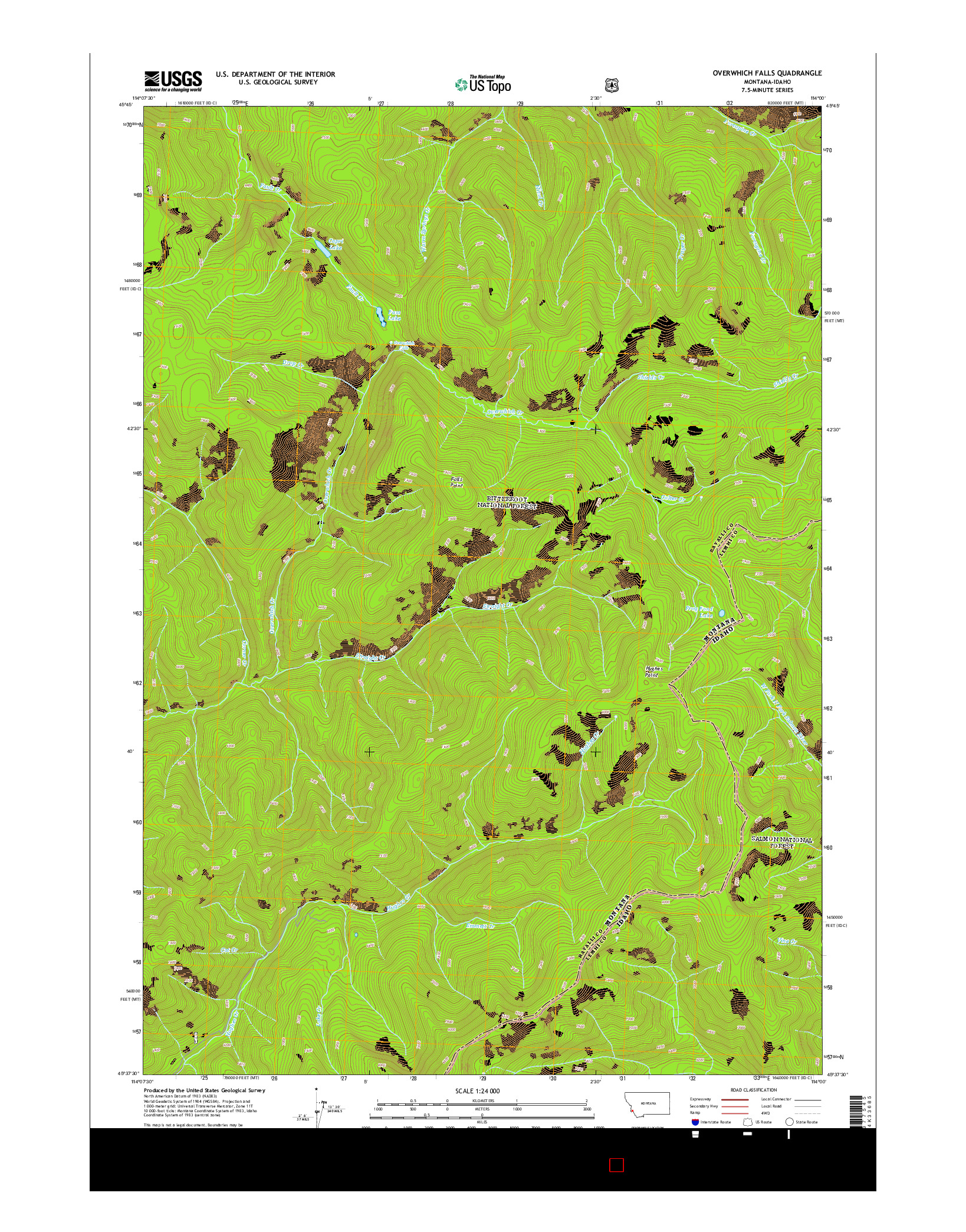 USGS US TOPO 7.5-MINUTE MAP FOR OVERWHICH FALLS, MT-ID 2014
