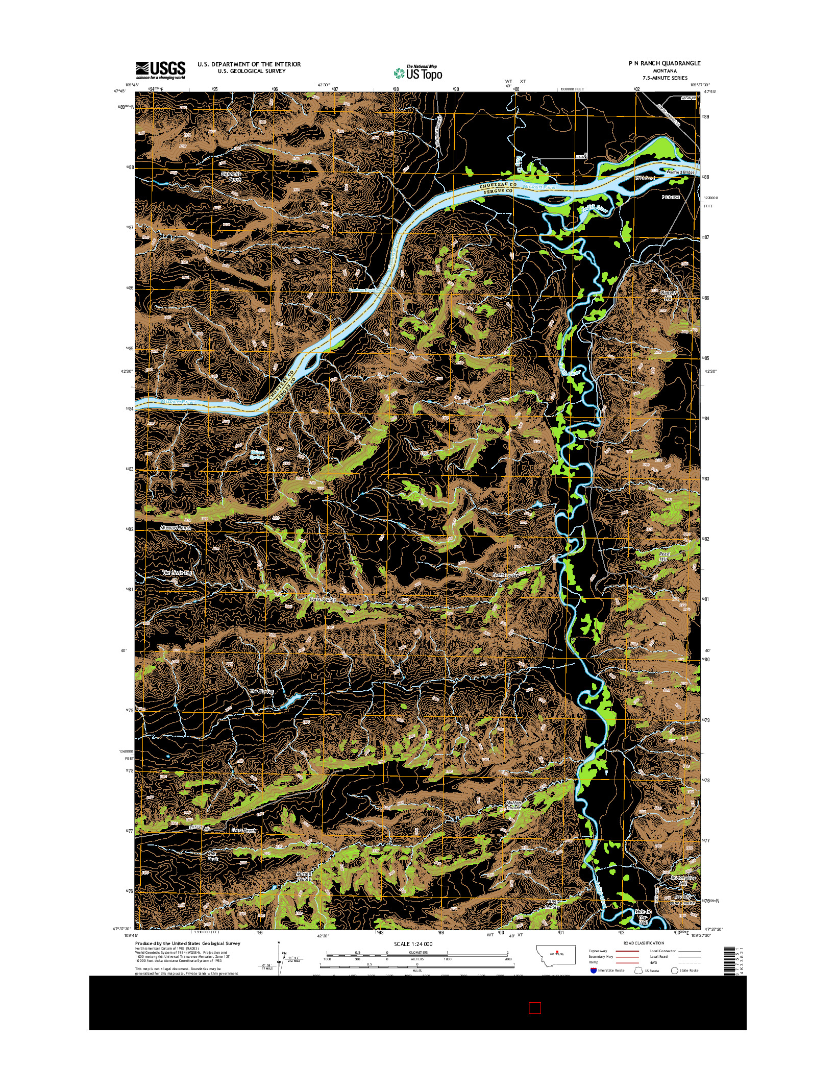 USGS US TOPO 7.5-MINUTE MAP FOR P N RANCH, MT 2014