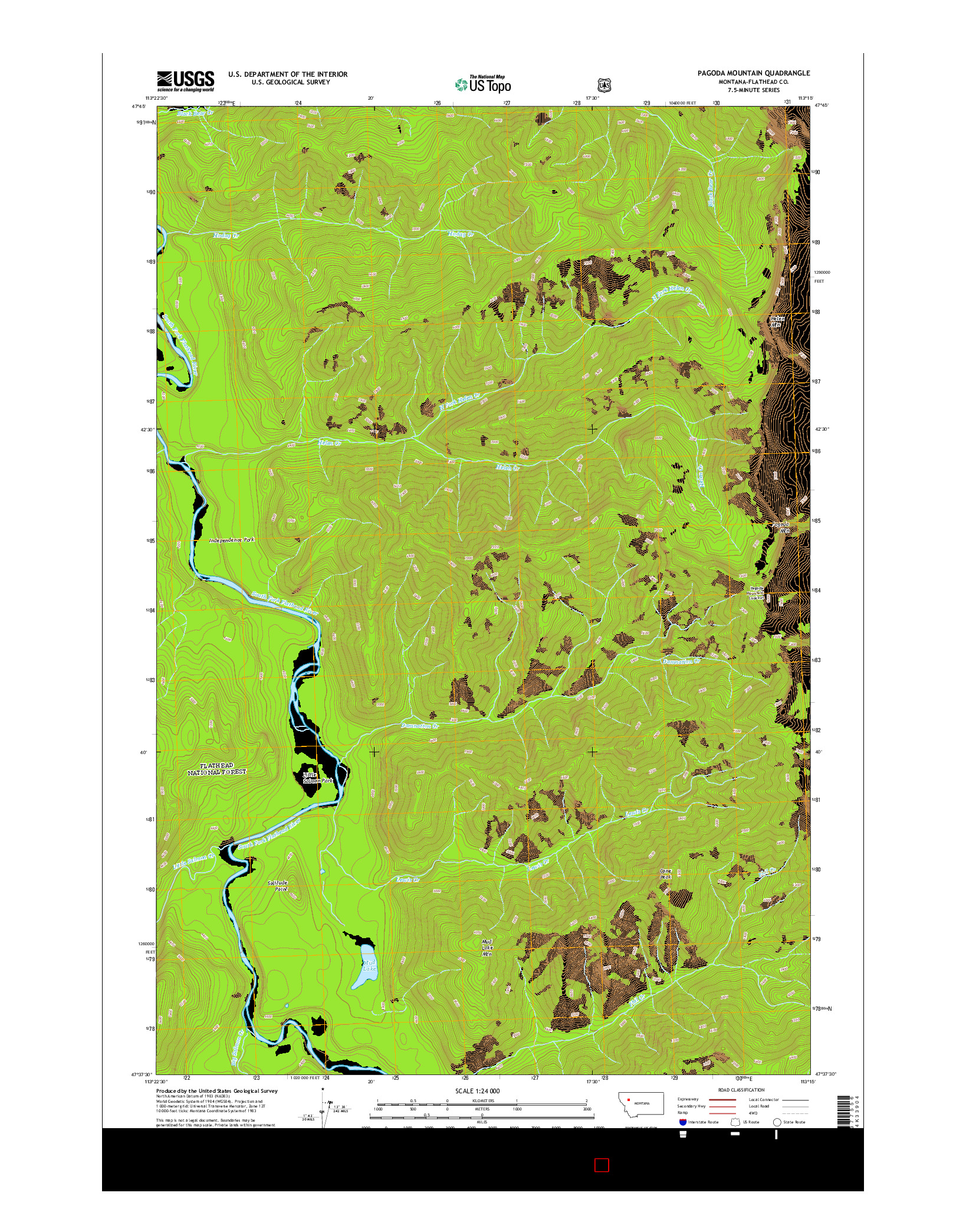 USGS US TOPO 7.5-MINUTE MAP FOR PAGODA MOUNTAIN, MT 2014