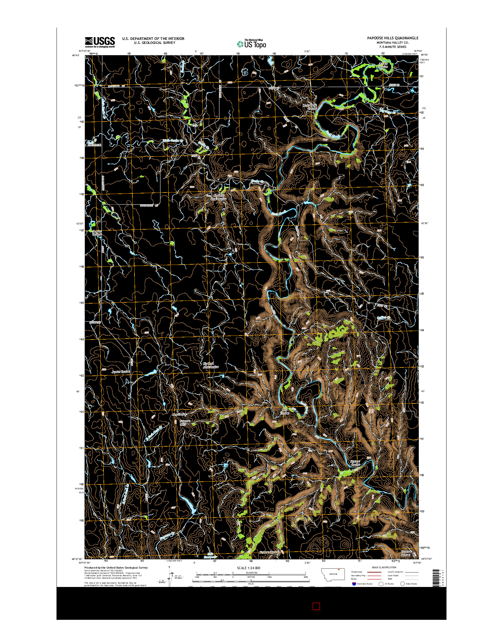 USGS US TOPO 7.5-MINUTE MAP FOR PAPOOSE HILLS, MT 2014