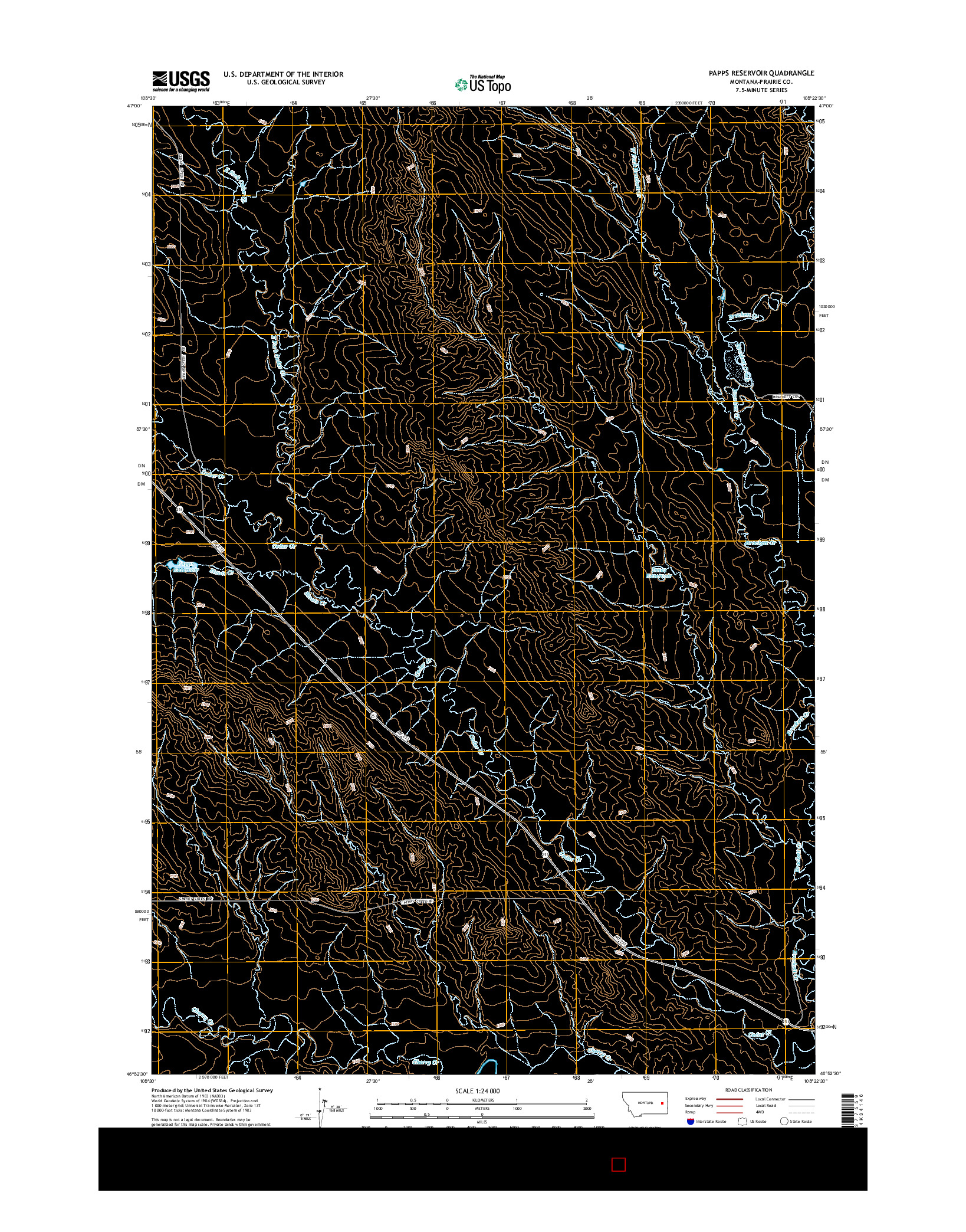 USGS US TOPO 7.5-MINUTE MAP FOR PAPPS RESERVOIR, MT 2014