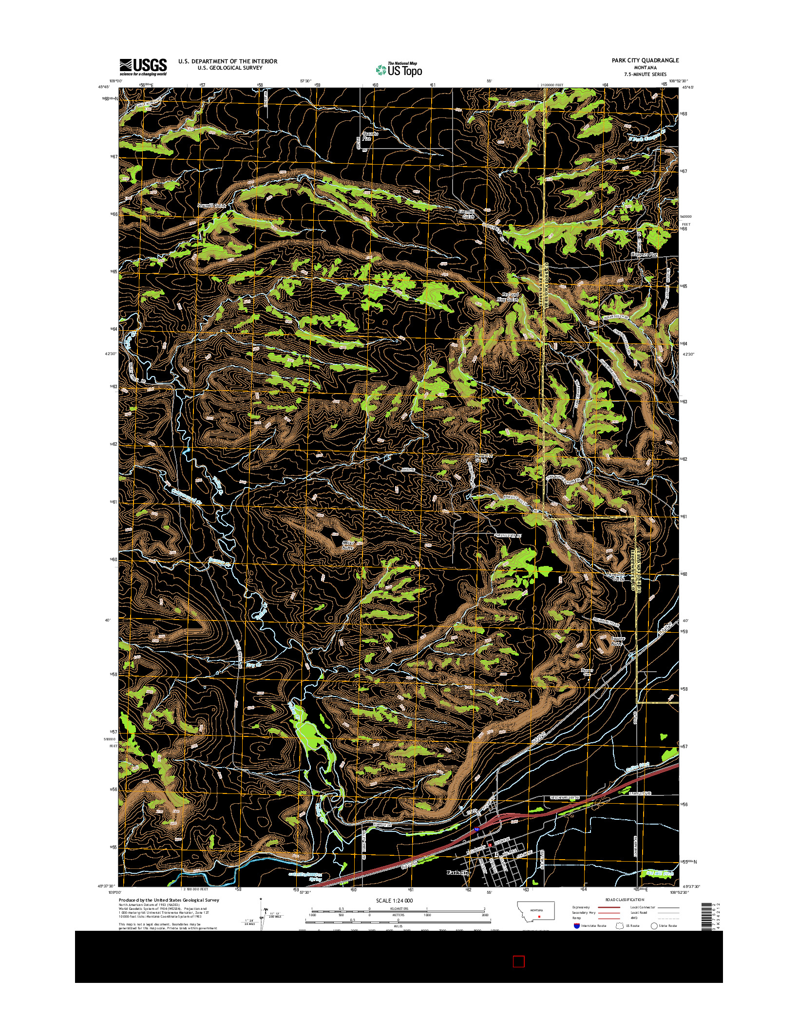 USGS US TOPO 7.5-MINUTE MAP FOR PARK CITY, MT 2014
