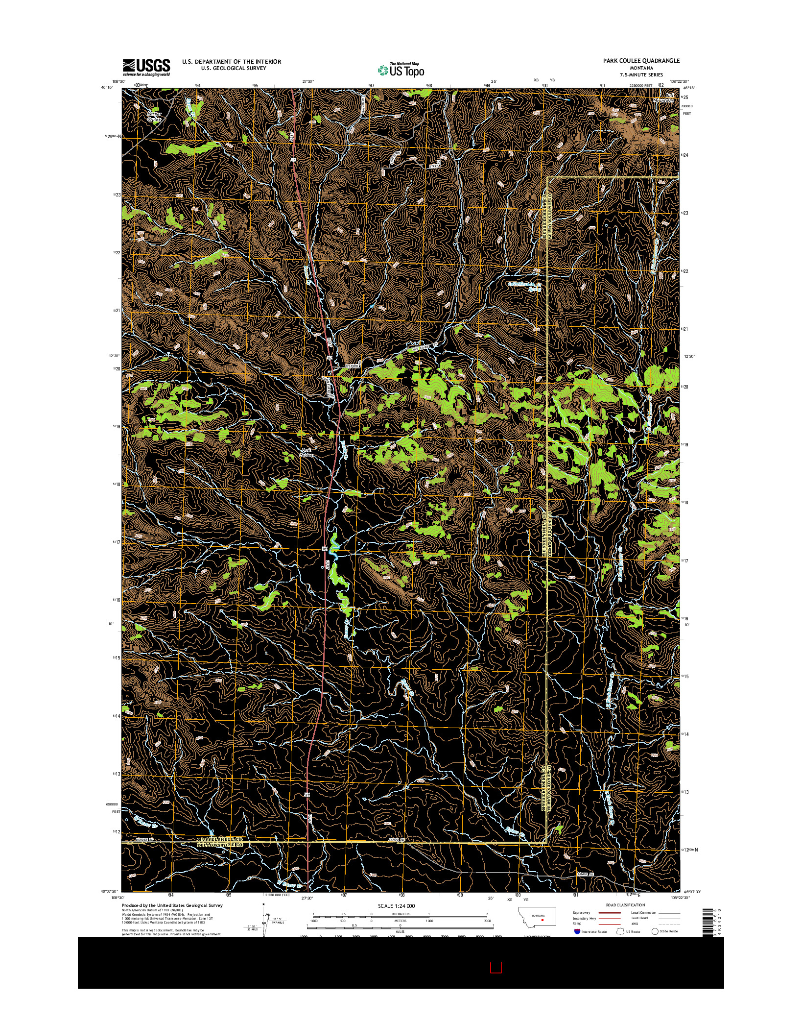 USGS US TOPO 7.5-MINUTE MAP FOR PARK COULEE, MT 2014