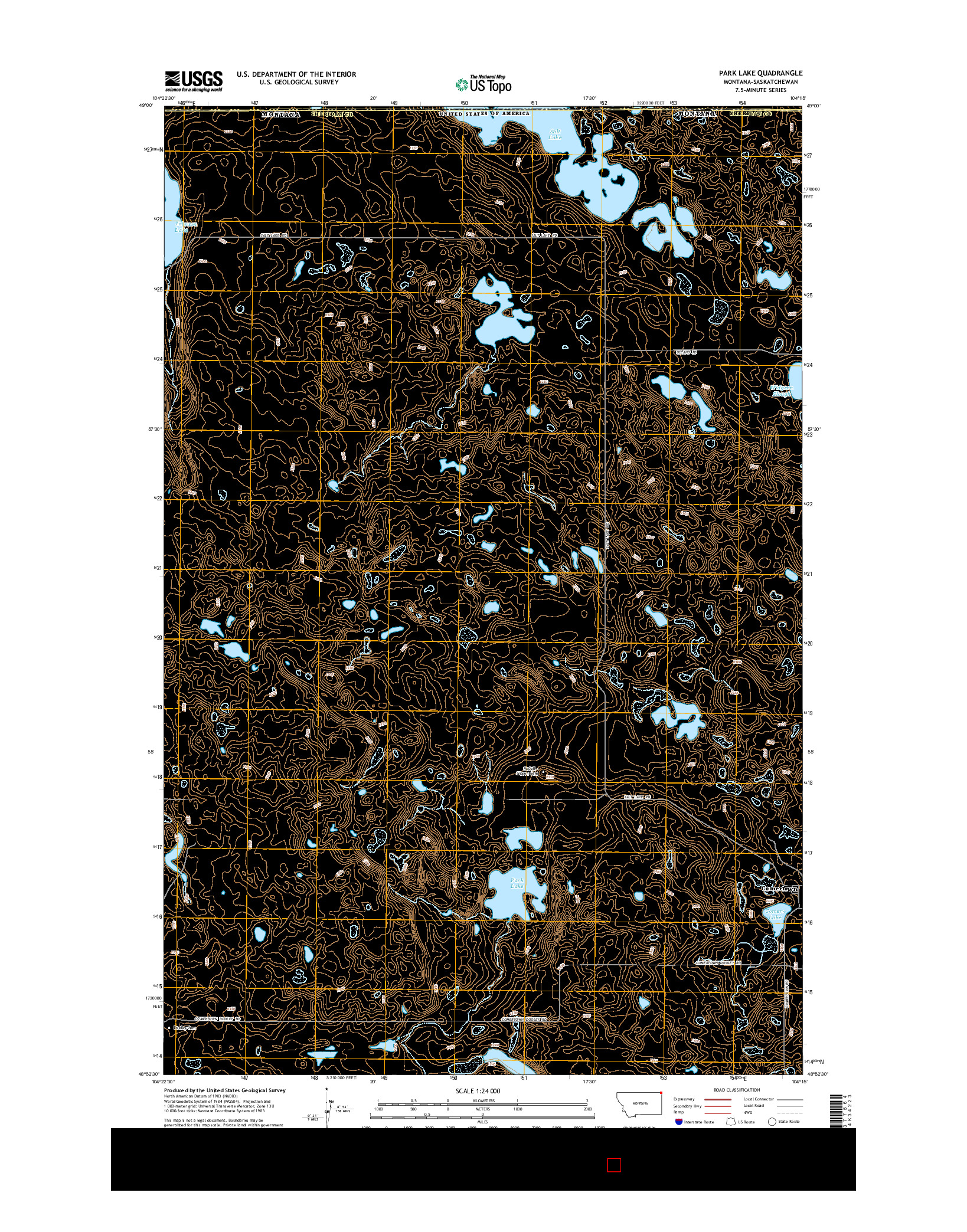 USGS US TOPO 7.5-MINUTE MAP FOR PARK LAKE, MT-SK 2014