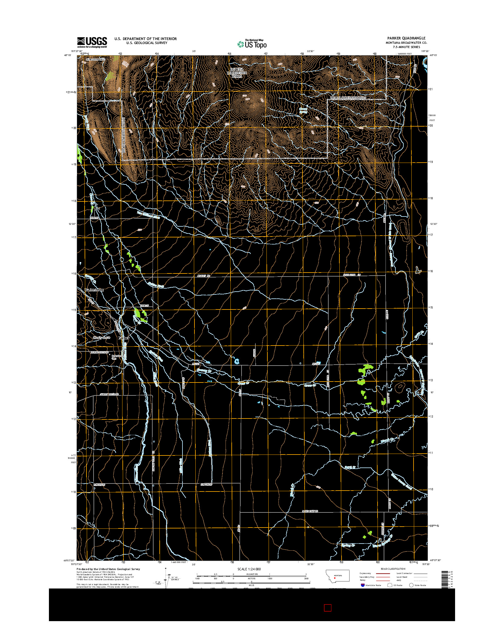 USGS US TOPO 7.5-MINUTE MAP FOR PARKER, MT 2014