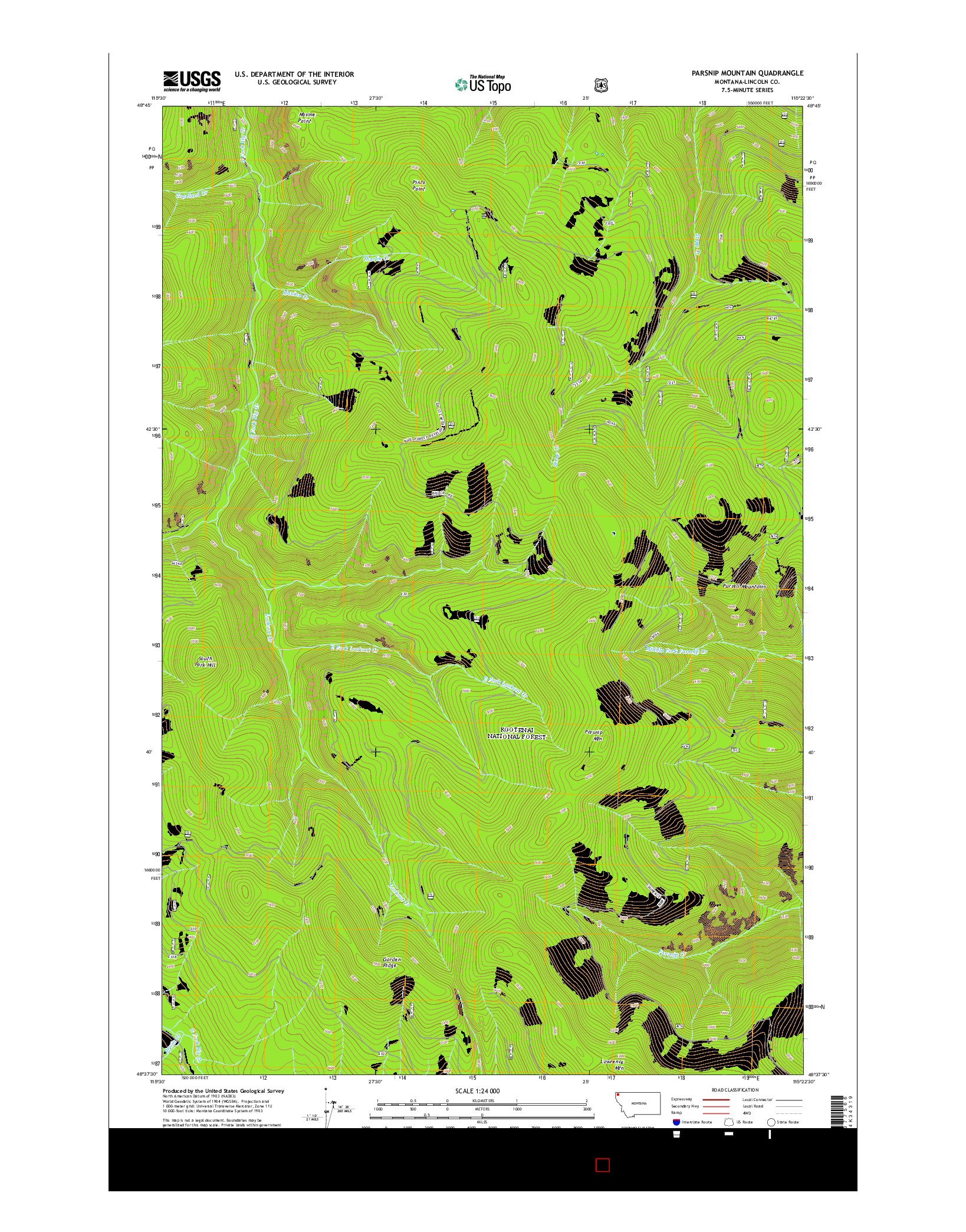 USGS US TOPO 7.5-MINUTE MAP FOR PARSNIP MOUNTAIN, MT 2014