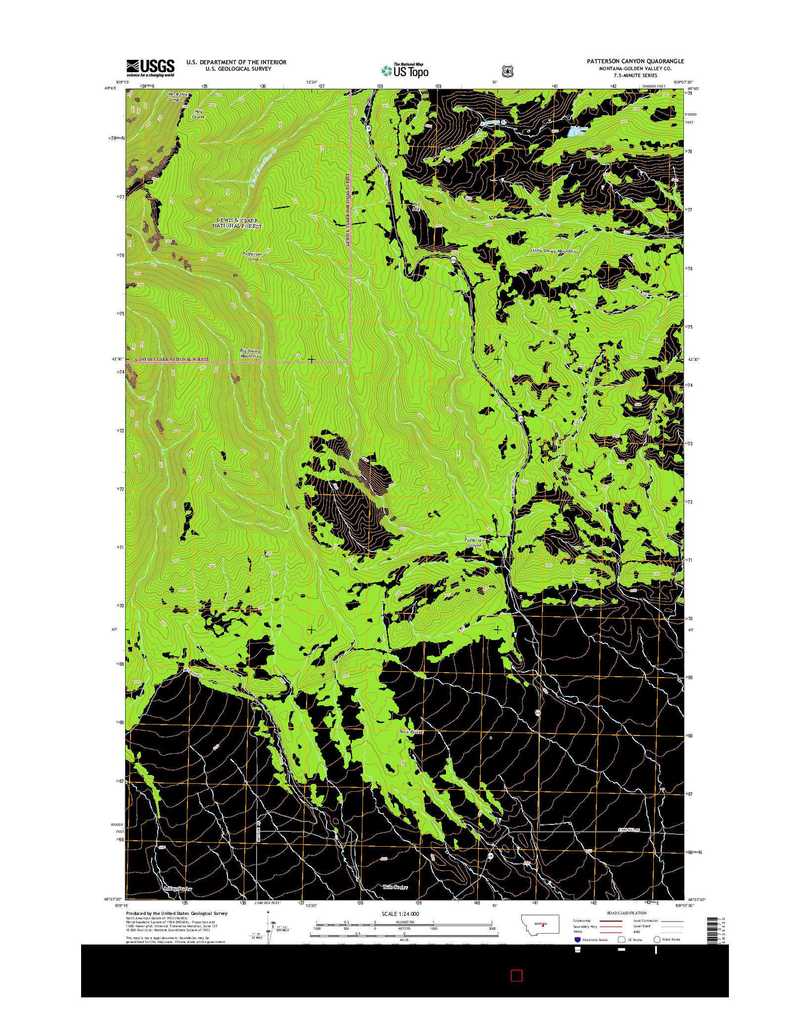 USGS US TOPO 7.5-MINUTE MAP FOR PATTERSON CANYON, MT 2014