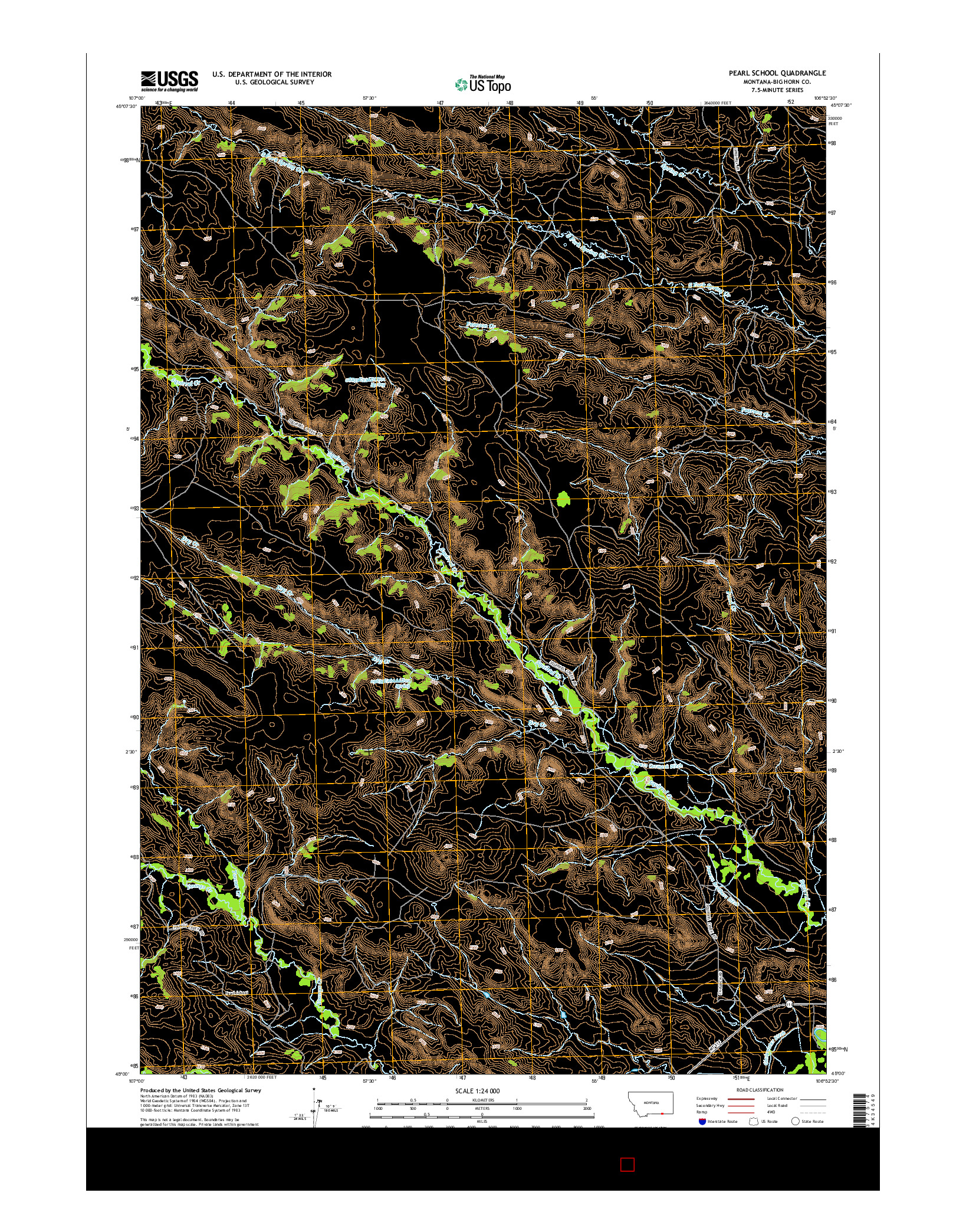 USGS US TOPO 7.5-MINUTE MAP FOR PEARL SCHOOL, MT 2014