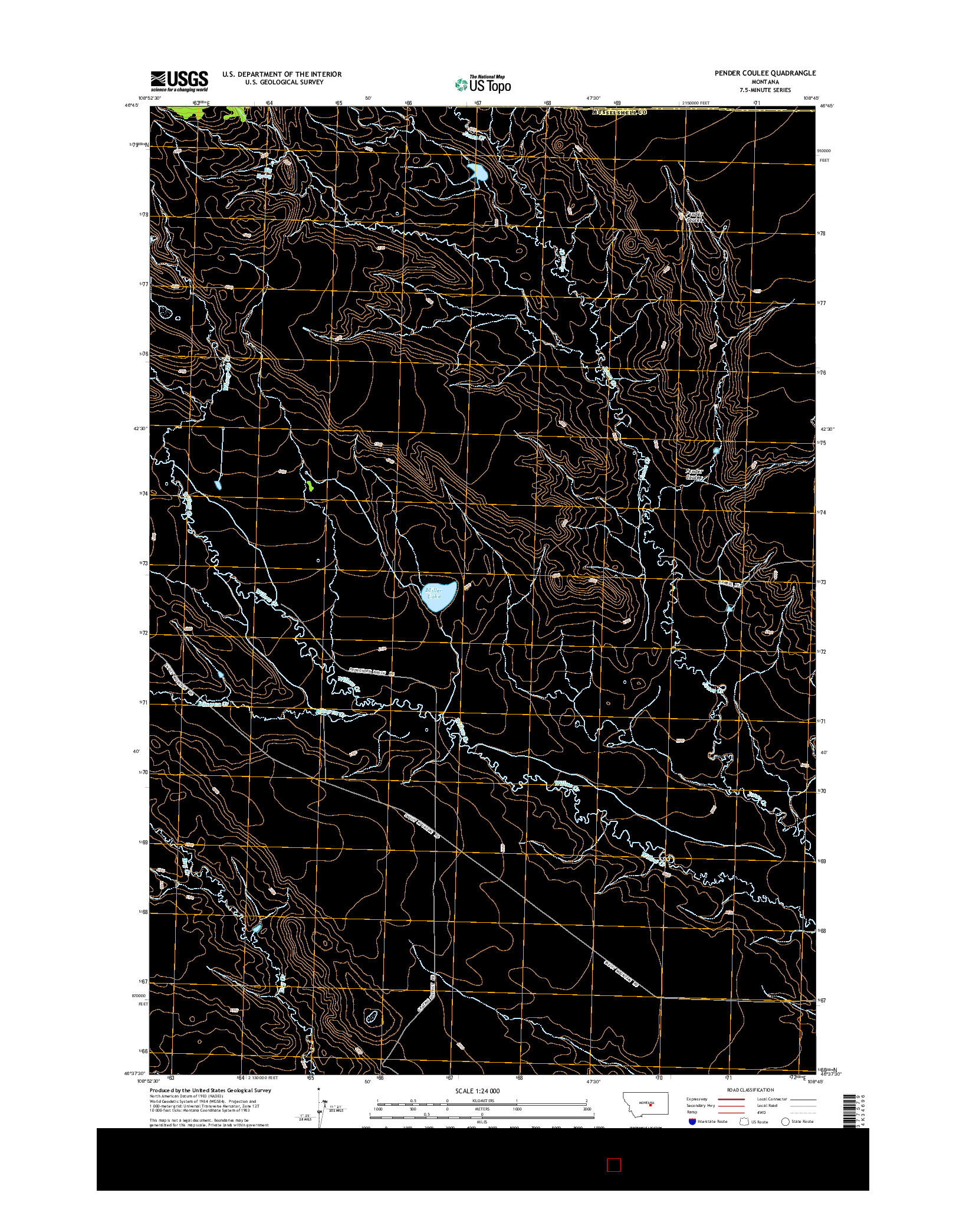 USGS US TOPO 7.5-MINUTE MAP FOR PENDER COULEE, MT 2014