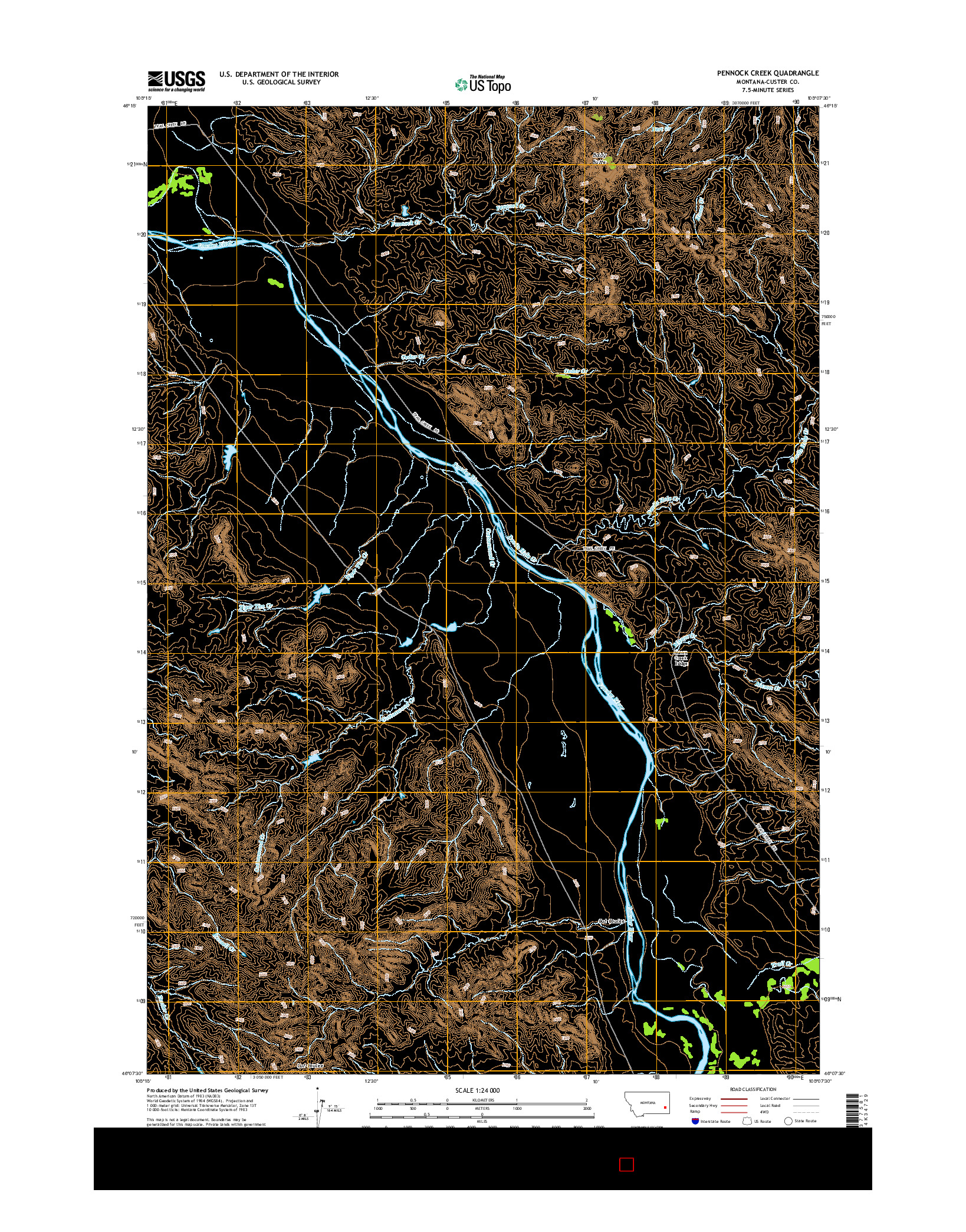 USGS US TOPO 7.5-MINUTE MAP FOR PENNOCK CREEK, MT 2014