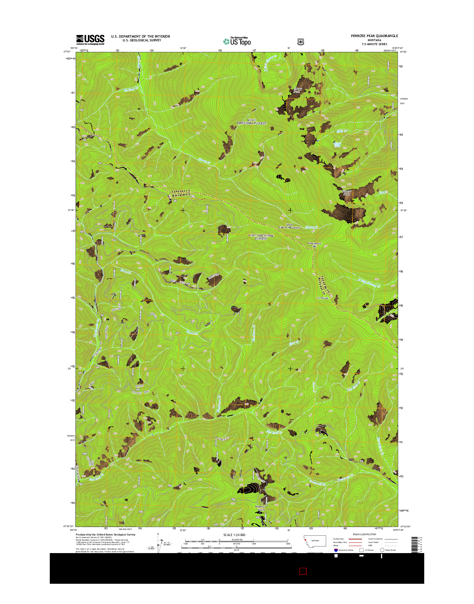 USGS US TOPO 7.5-MINUTE MAP FOR PENROSE PEAK, MT 2014