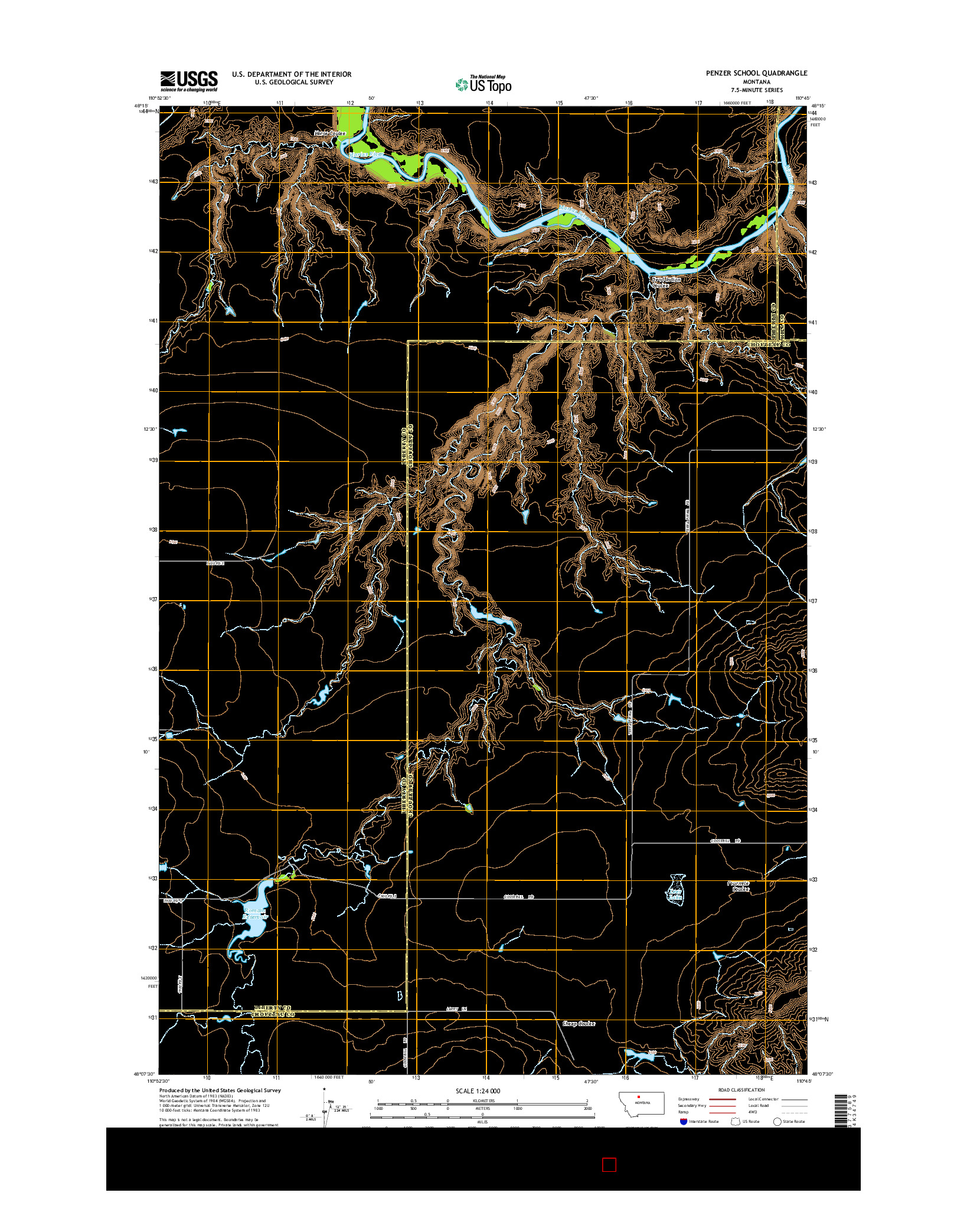 USGS US TOPO 7.5-MINUTE MAP FOR PENZER SCHOOL, MT 2014