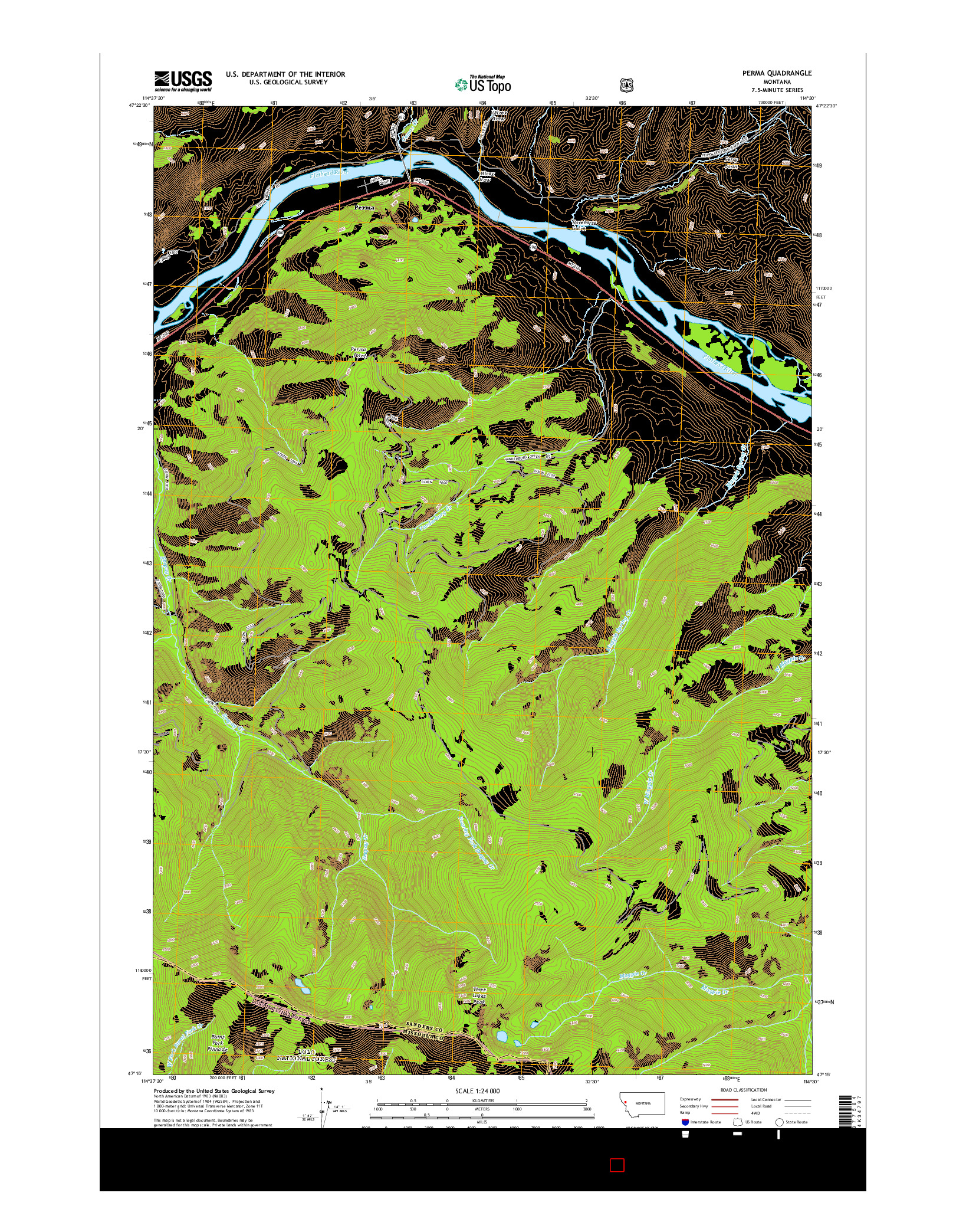 USGS US TOPO 7.5-MINUTE MAP FOR PERMA, MT 2014