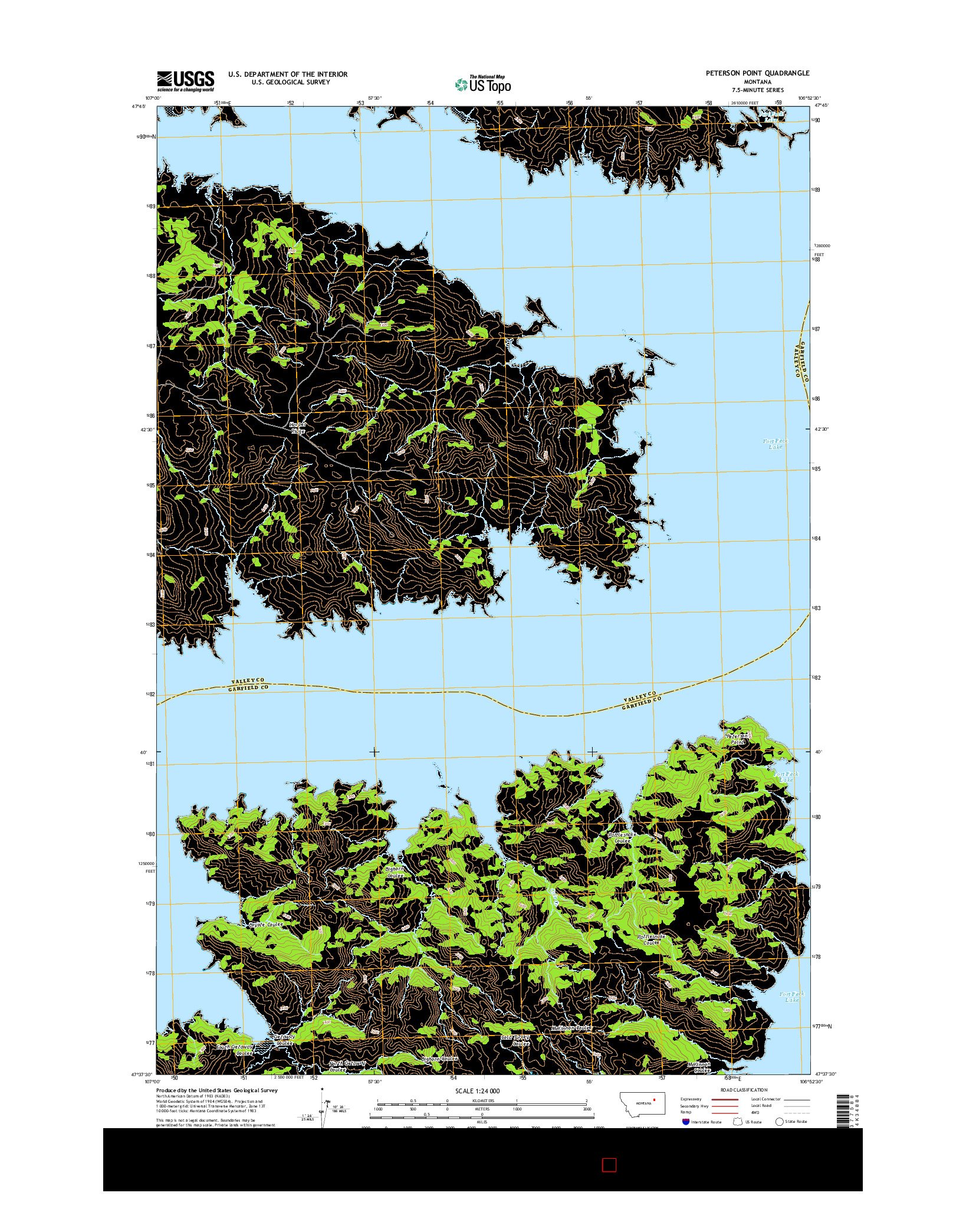 USGS US TOPO 7.5-MINUTE MAP FOR PETERSON POINT, MT 2014