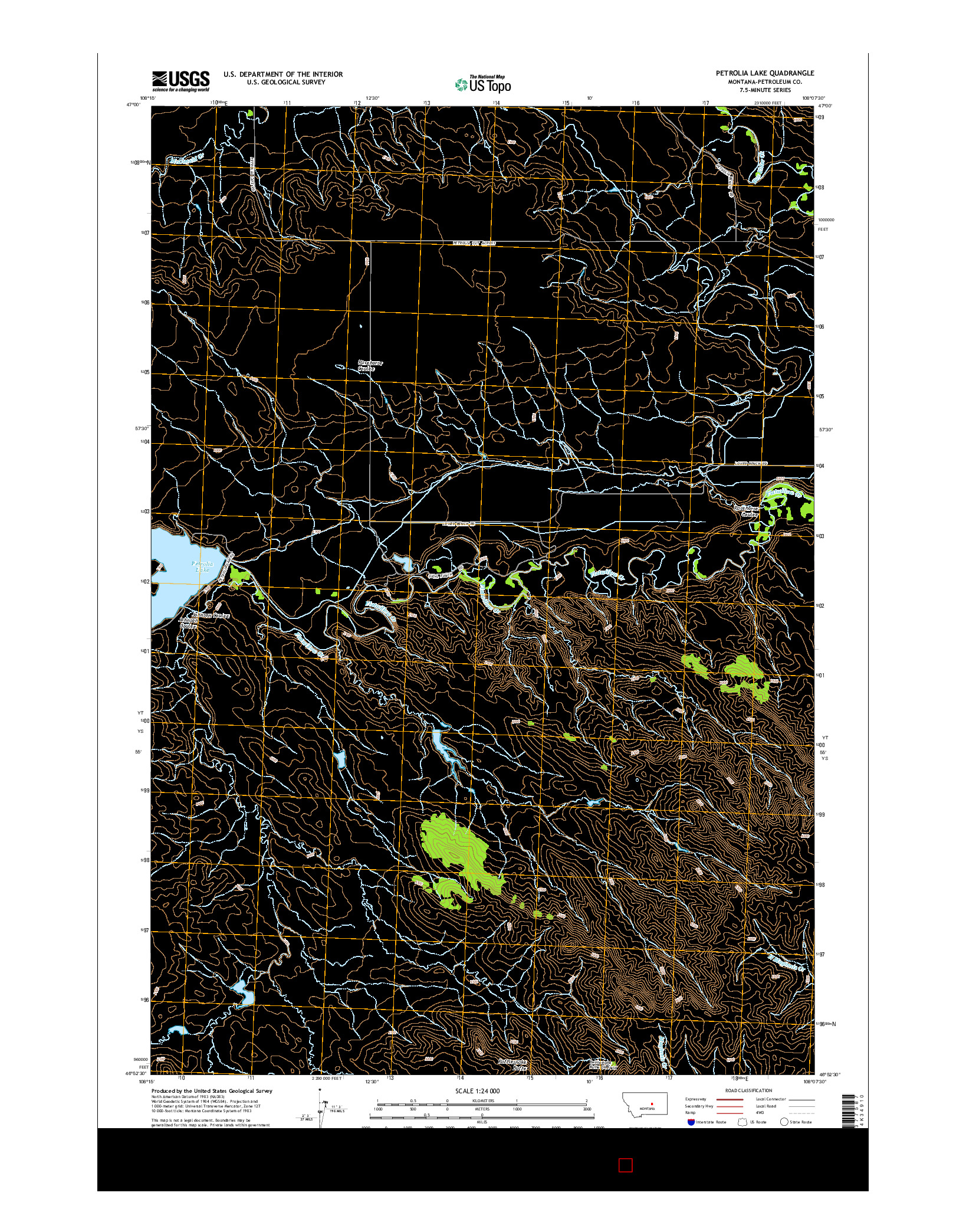 USGS US TOPO 7.5-MINUTE MAP FOR PETROLIA LAKE, MT 2014