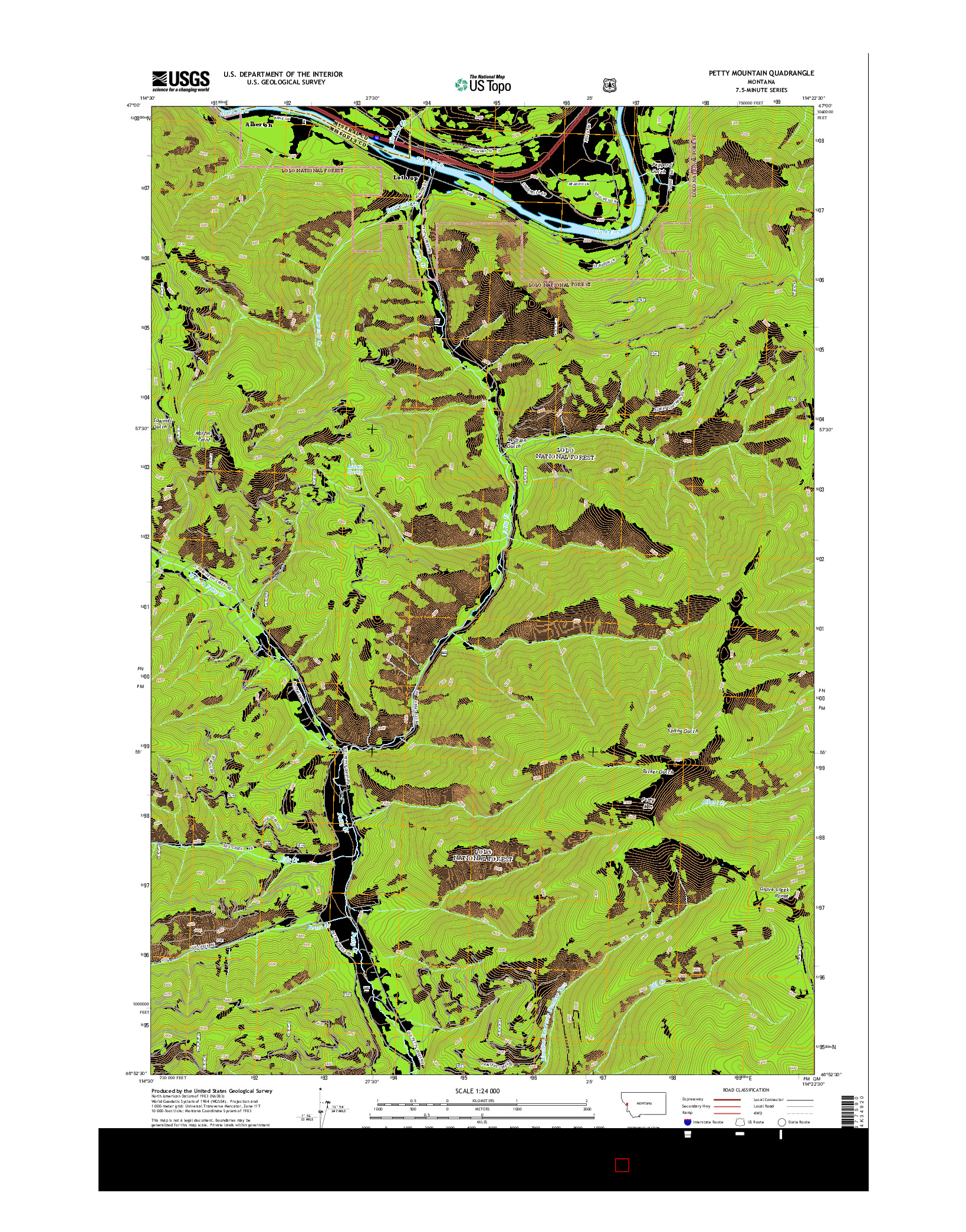 USGS US TOPO 7.5-MINUTE MAP FOR PETTY MOUNTAIN, MT 2014