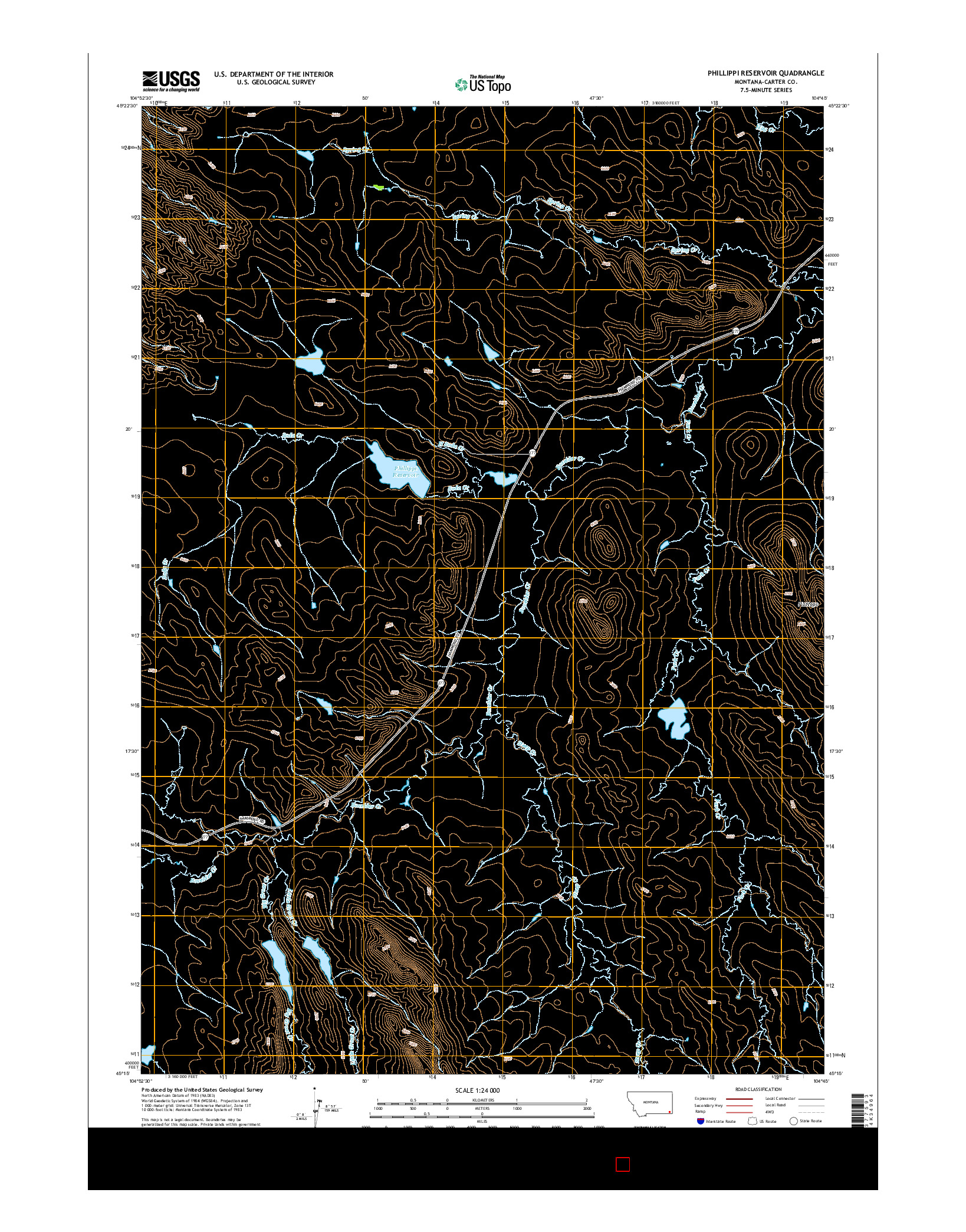 USGS US TOPO 7.5-MINUTE MAP FOR PHILLIPPI RESERVOIR, MT 2014