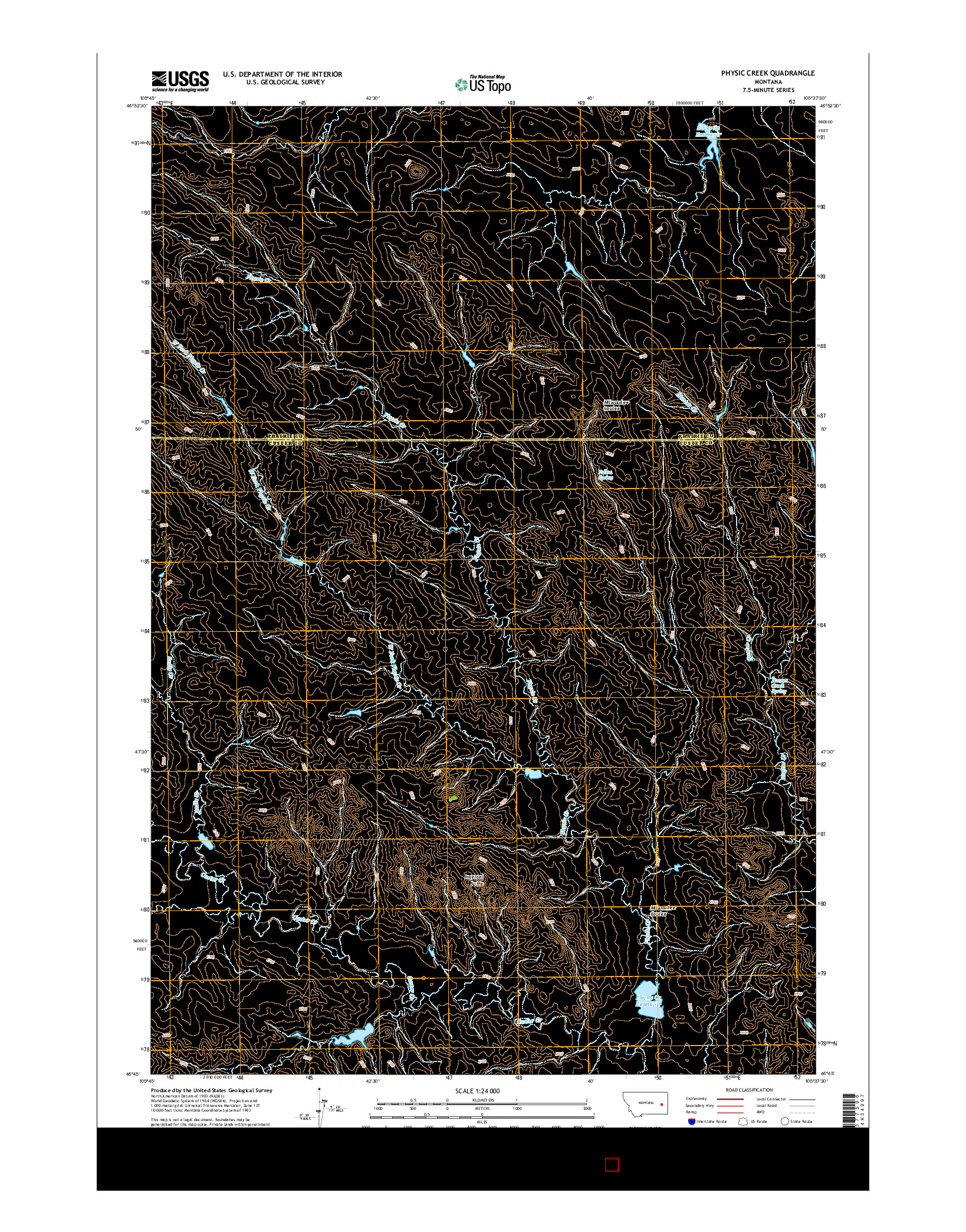 USGS US TOPO 7.5-MINUTE MAP FOR PHYSIC CREEK, MT 2014
