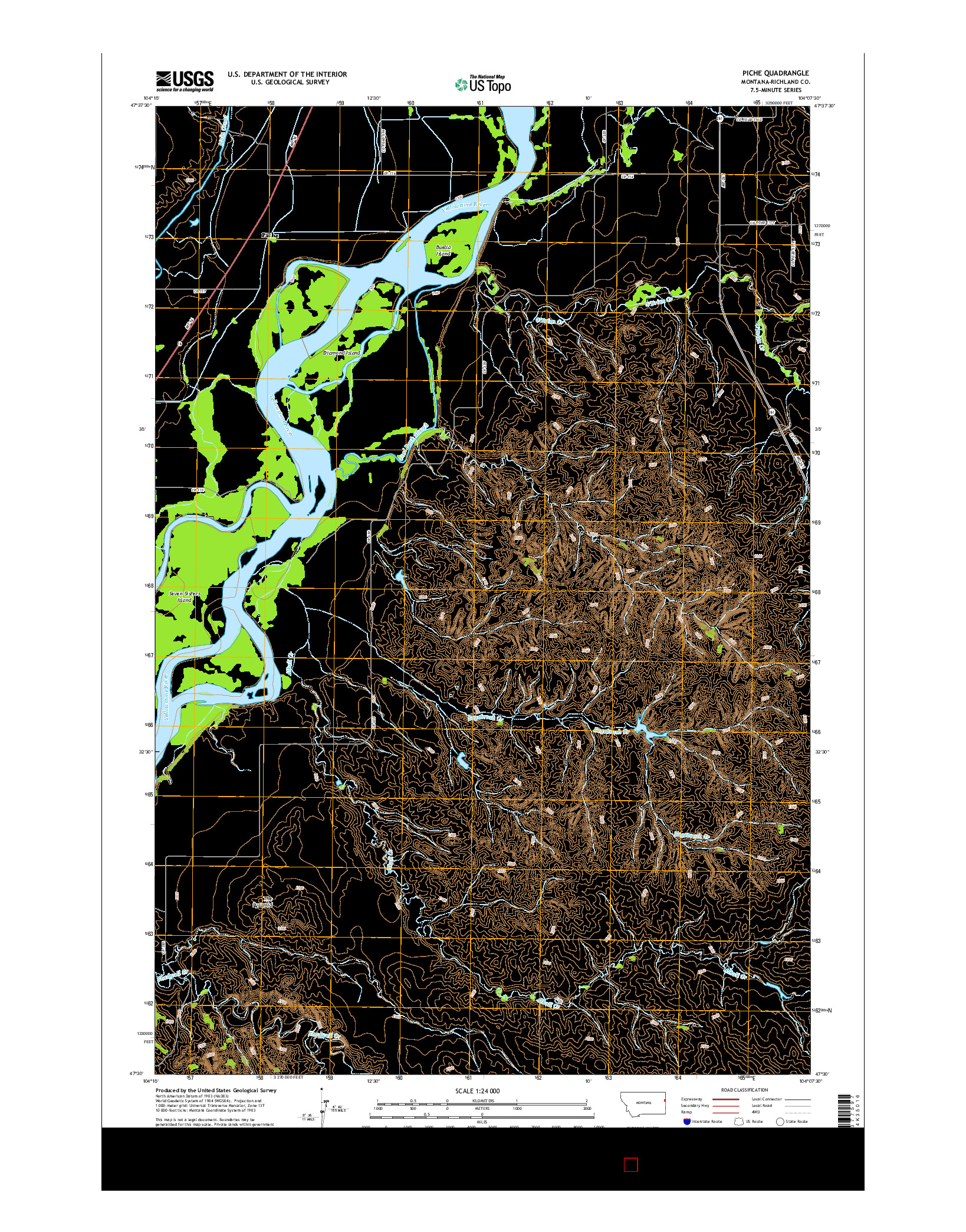 USGS US TOPO 7.5-MINUTE MAP FOR PICHE, MT 2014