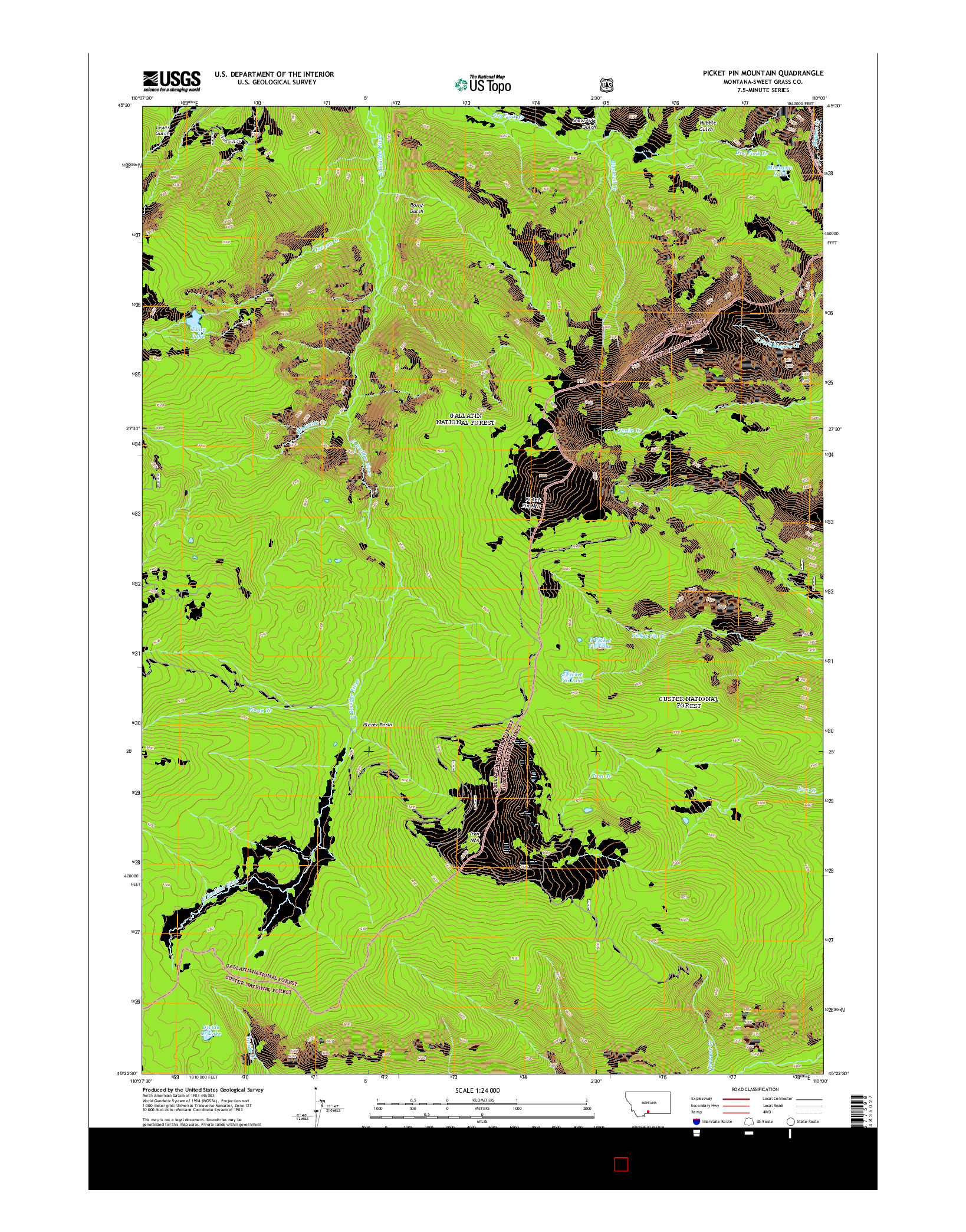 USGS US TOPO 7.5-MINUTE MAP FOR PICKET PIN MOUNTAIN, MT 2014