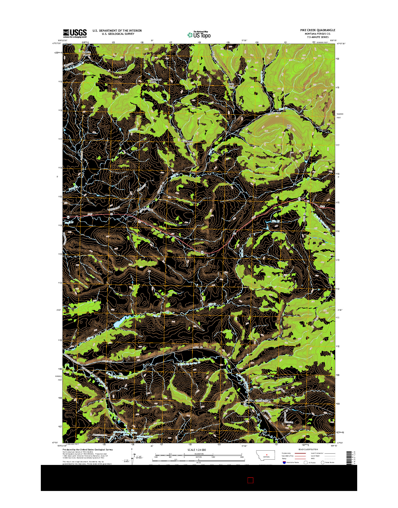 USGS US TOPO 7.5-MINUTE MAP FOR PIKE CREEK, MT 2014