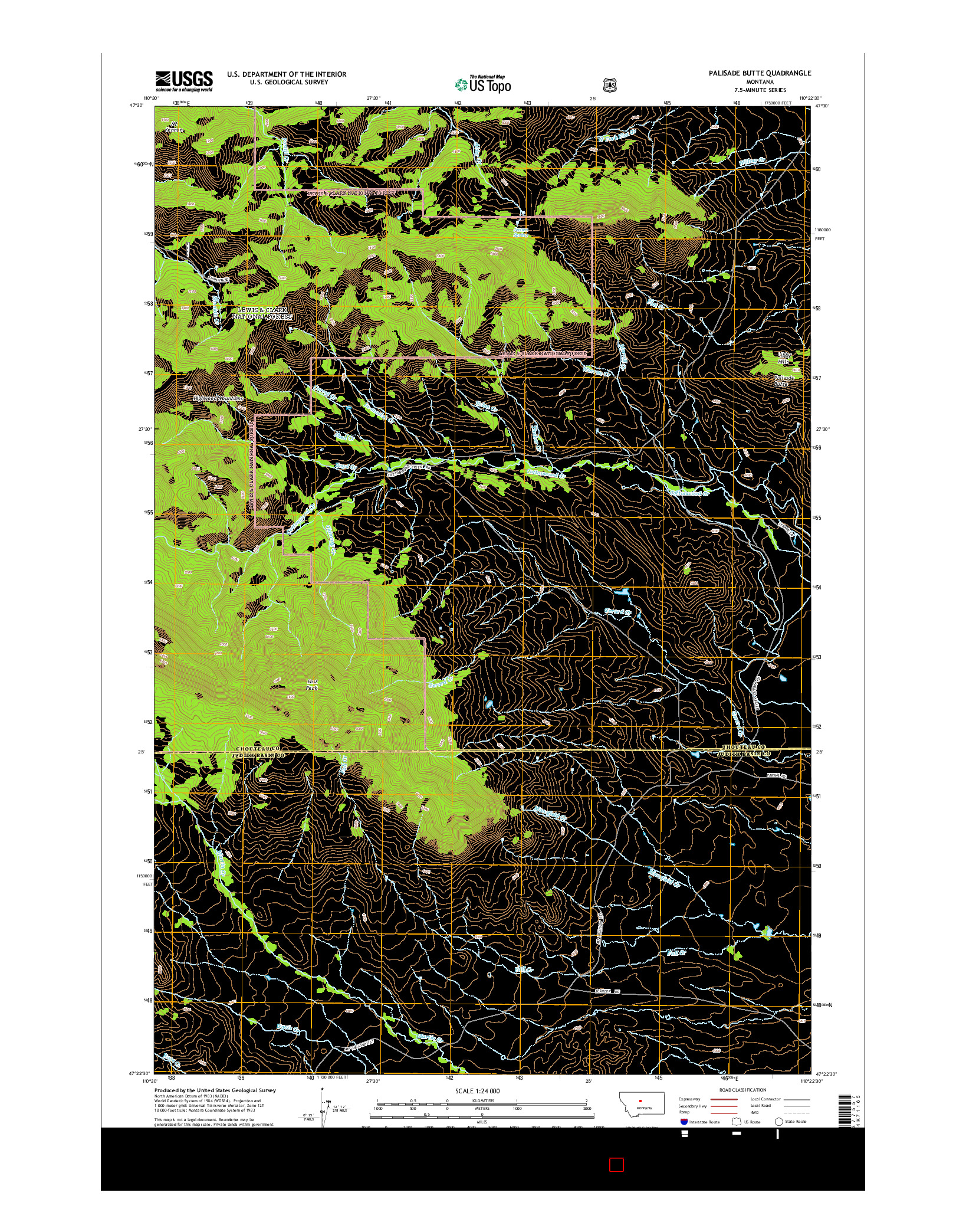 USGS US TOPO 7.5-MINUTE MAP FOR PALISADE BUTTE, MT 2014