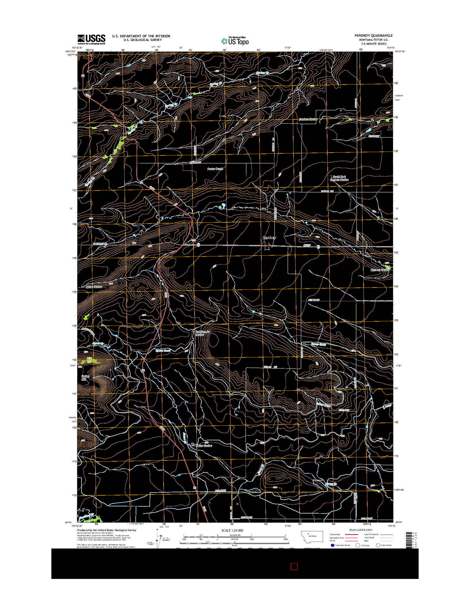 USGS US TOPO 7.5-MINUTE MAP FOR PENDROY, MT 2014