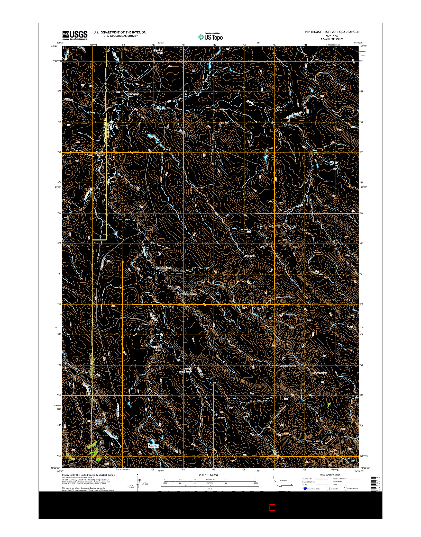 USGS US TOPO 7.5-MINUTE MAP FOR PENTECOST RESERVOIR, MT 2014