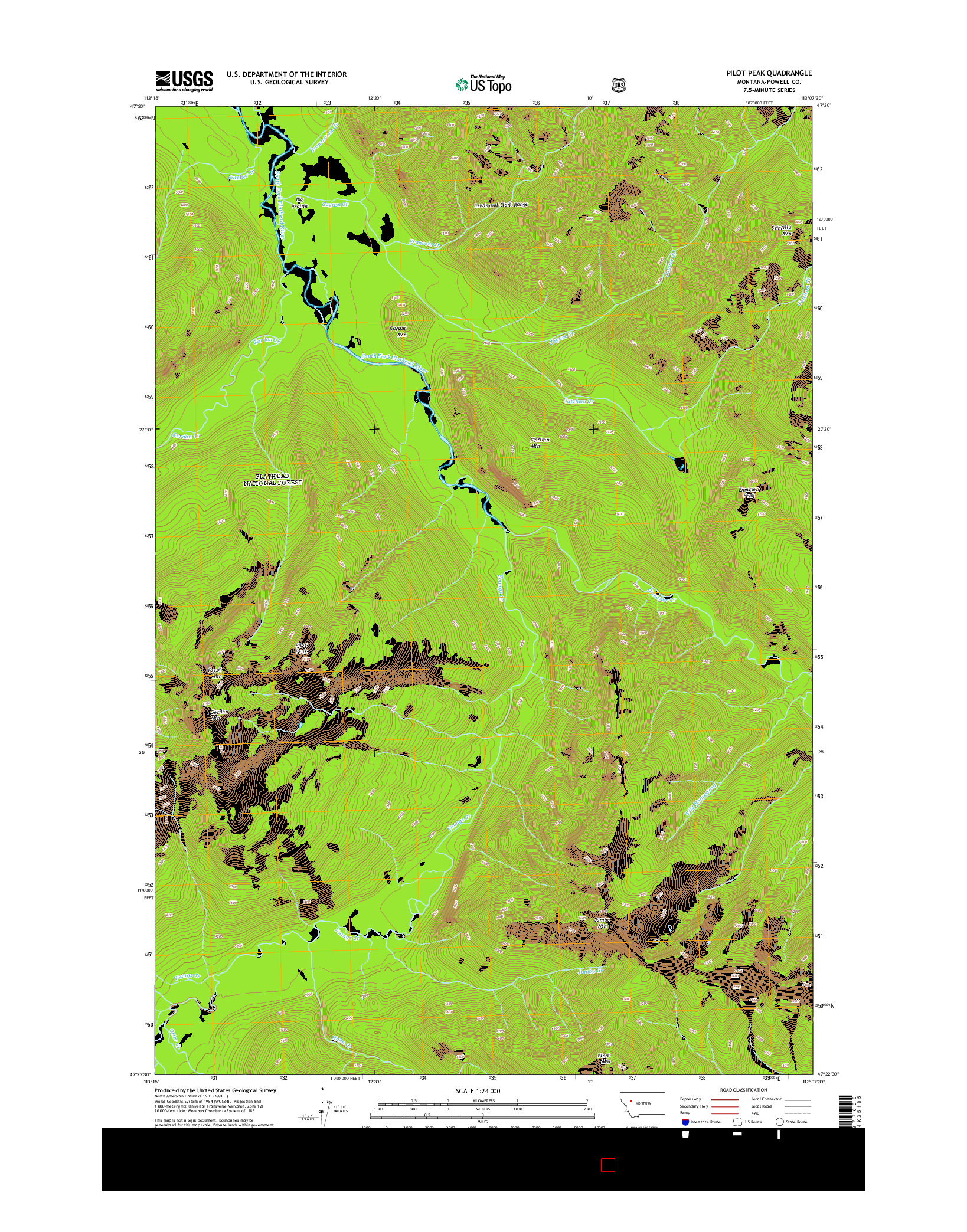 USGS US TOPO 7.5-MINUTE MAP FOR PILOT PEAK, MT 2014