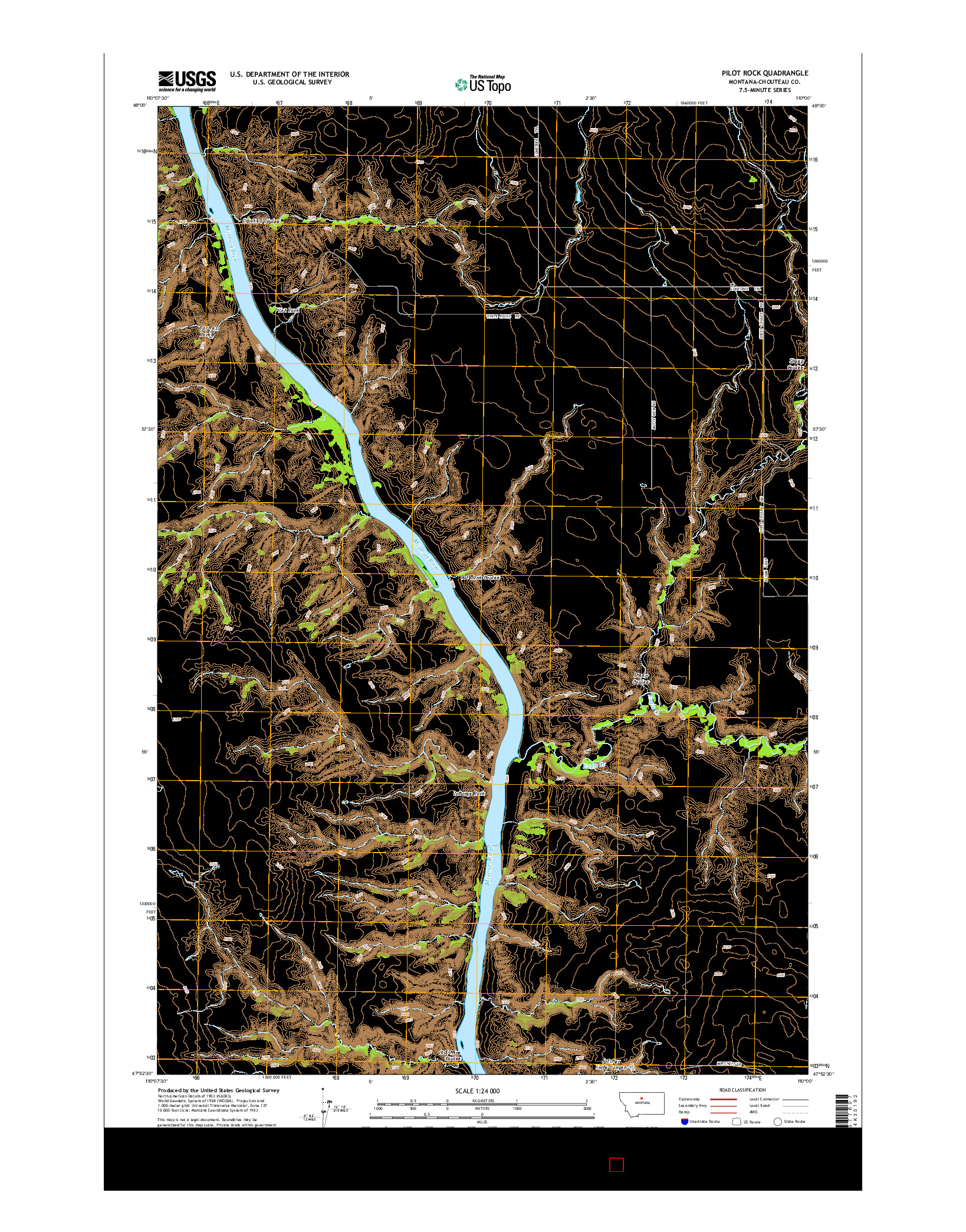 USGS US TOPO 7.5-MINUTE MAP FOR PILOT ROCK, MT 2014
