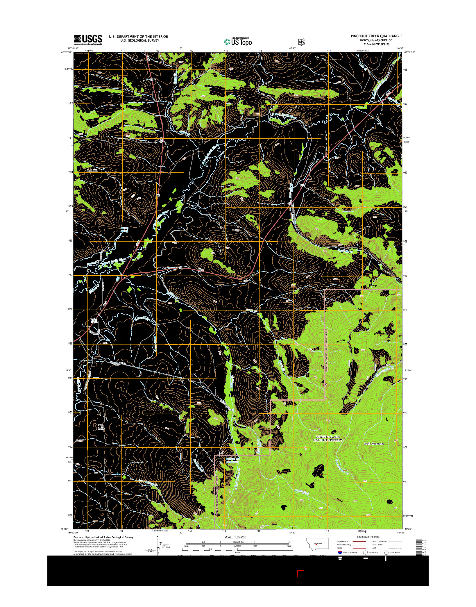 USGS US TOPO 7.5-MINUTE MAP FOR PINCHOUT CREEK, MT 2014
