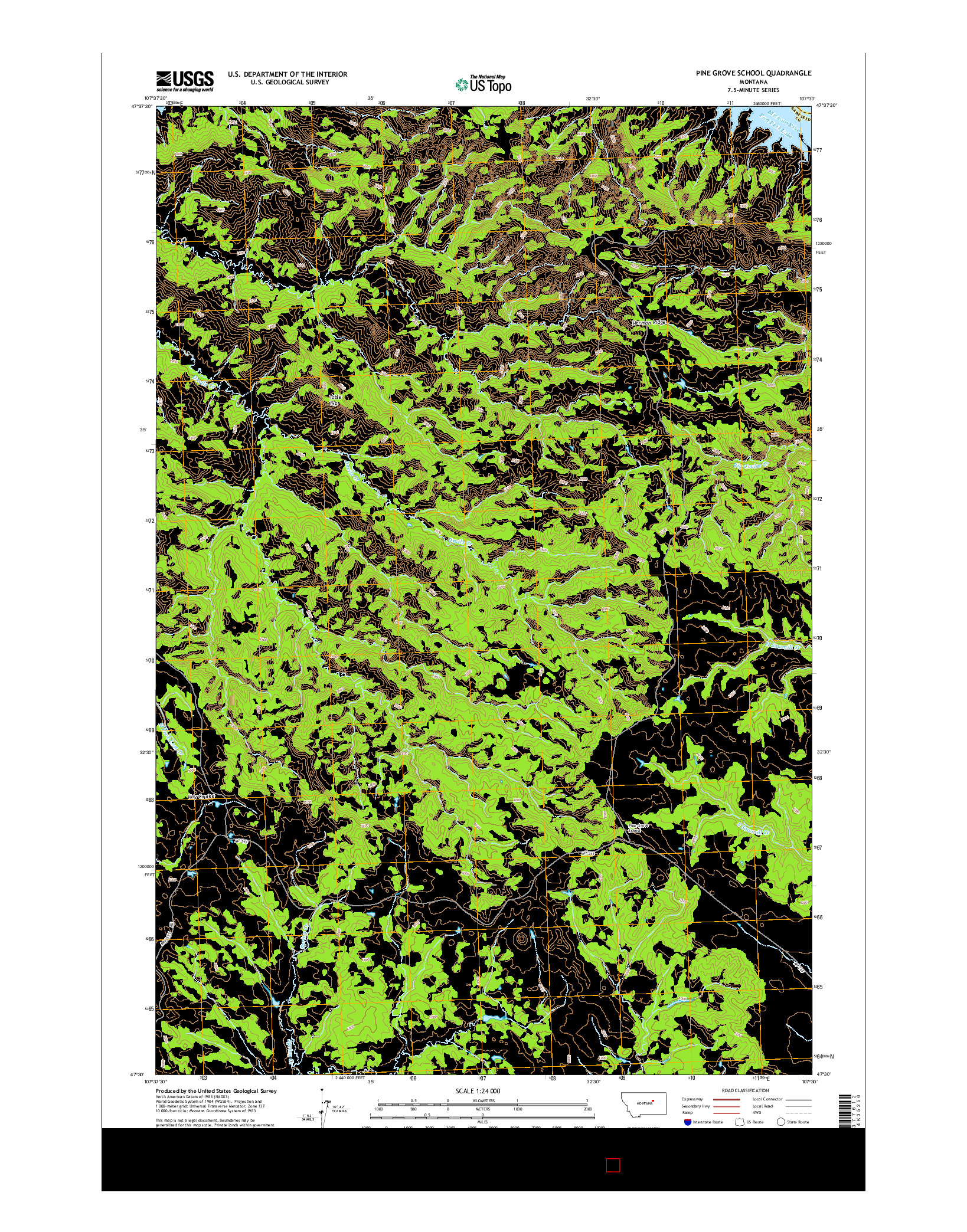 USGS US TOPO 7.5-MINUTE MAP FOR PINE GROVE SCHOOL, MT 2014