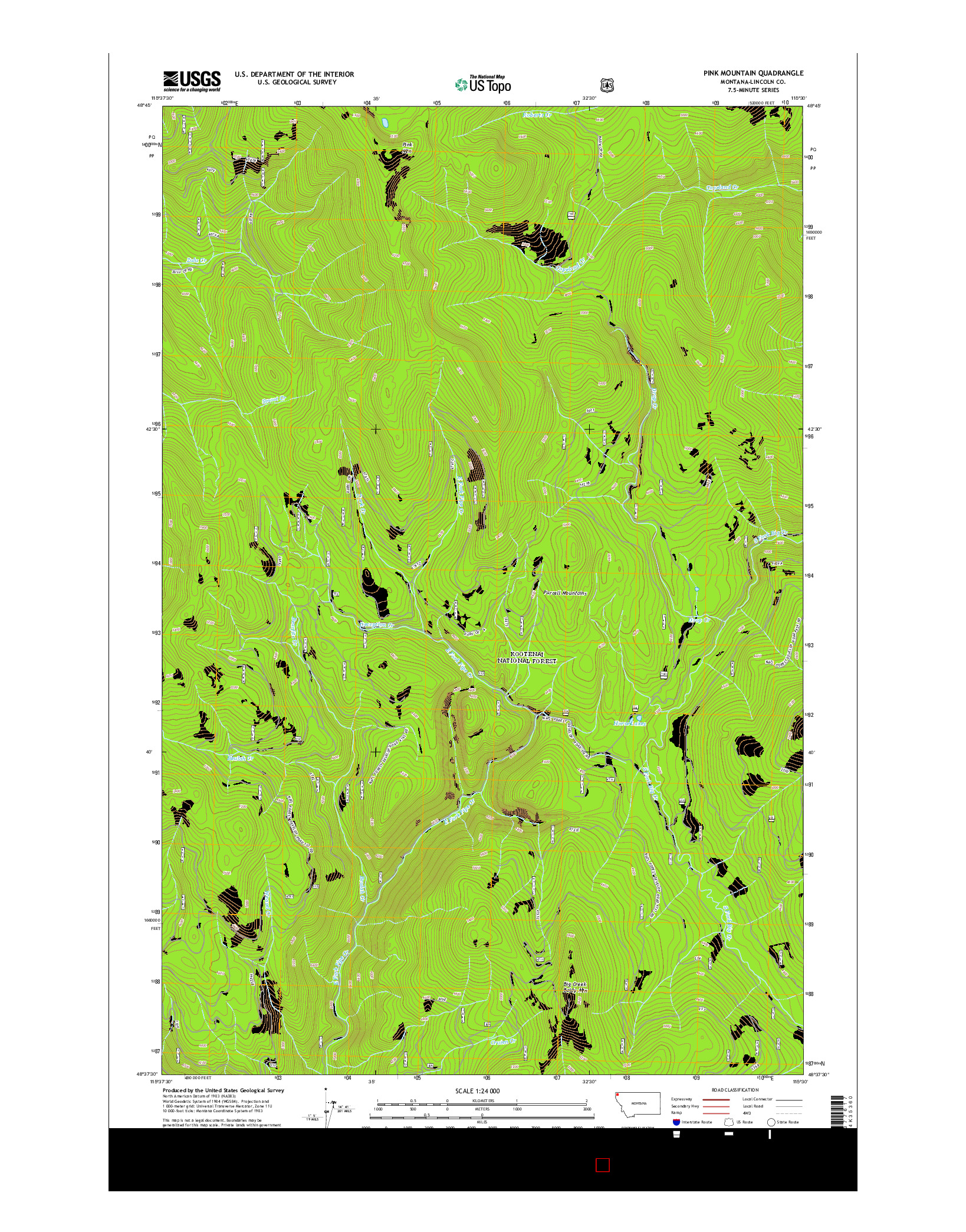 USGS US TOPO 7.5-MINUTE MAP FOR PINK MOUNTAIN, MT 2014