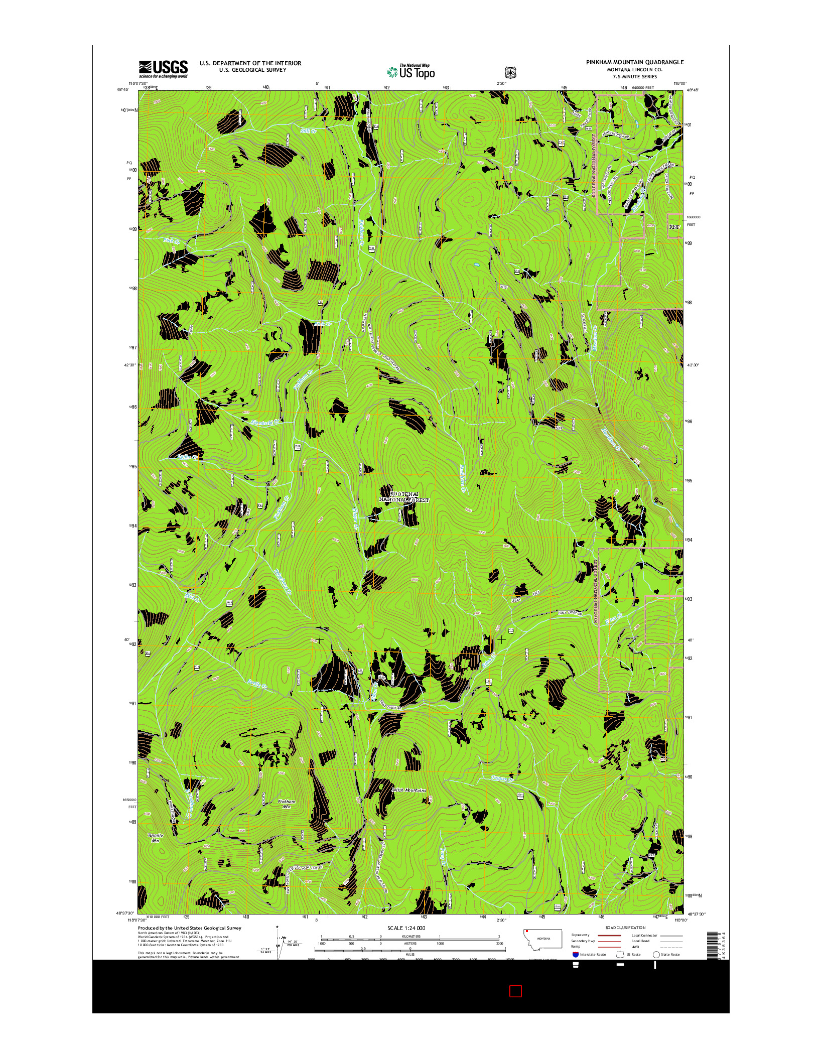 USGS US TOPO 7.5-MINUTE MAP FOR PINKHAM MOUNTAIN, MT 2014