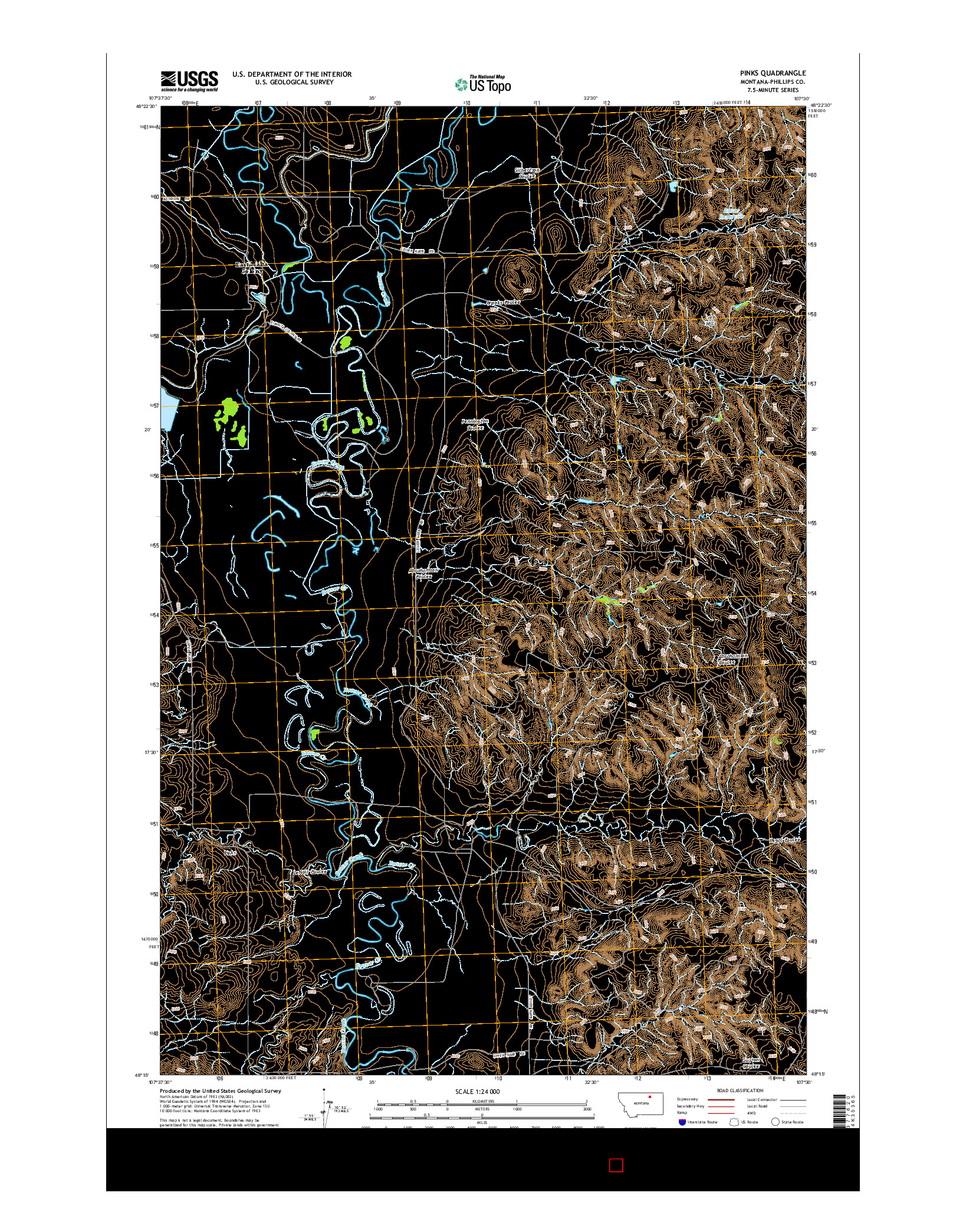 USGS US TOPO 7.5-MINUTE MAP FOR PINKS, MT 2014