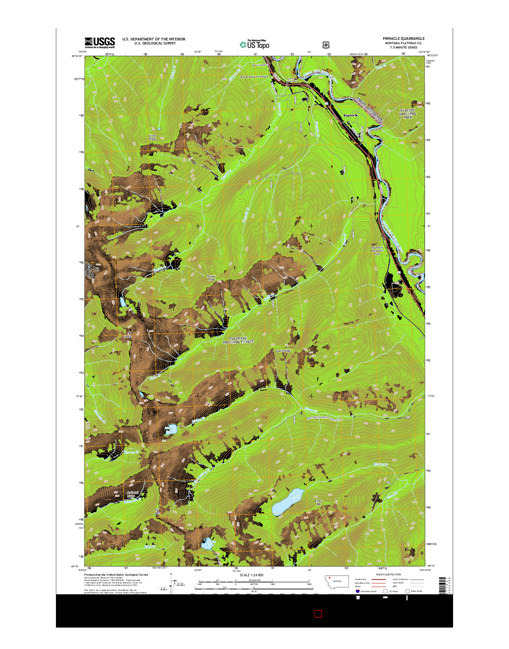 USGS US TOPO 7.5-MINUTE MAP FOR PINNACLE, MT 2014