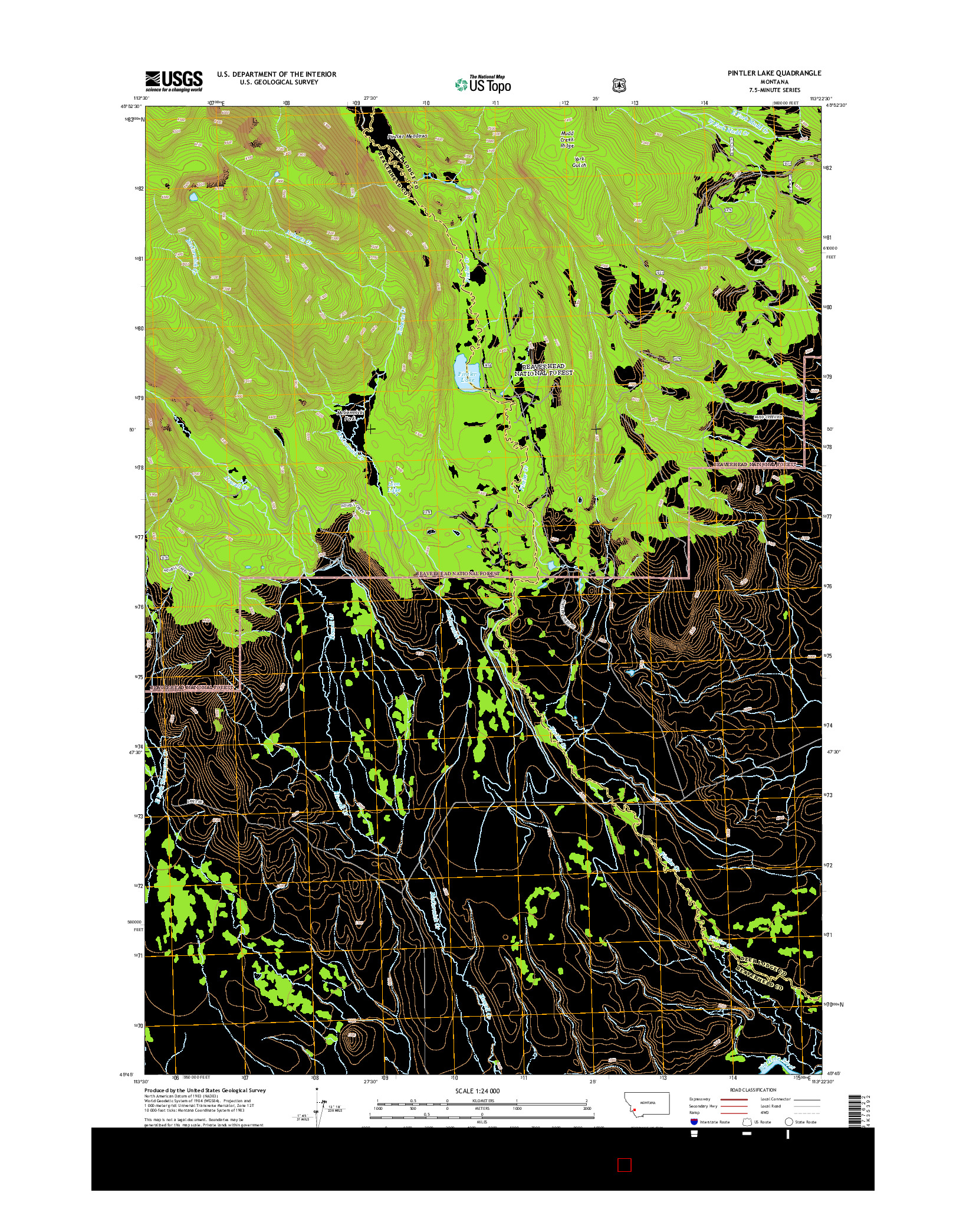 USGS US TOPO 7.5-MINUTE MAP FOR PINTLER LAKE, MT 2014