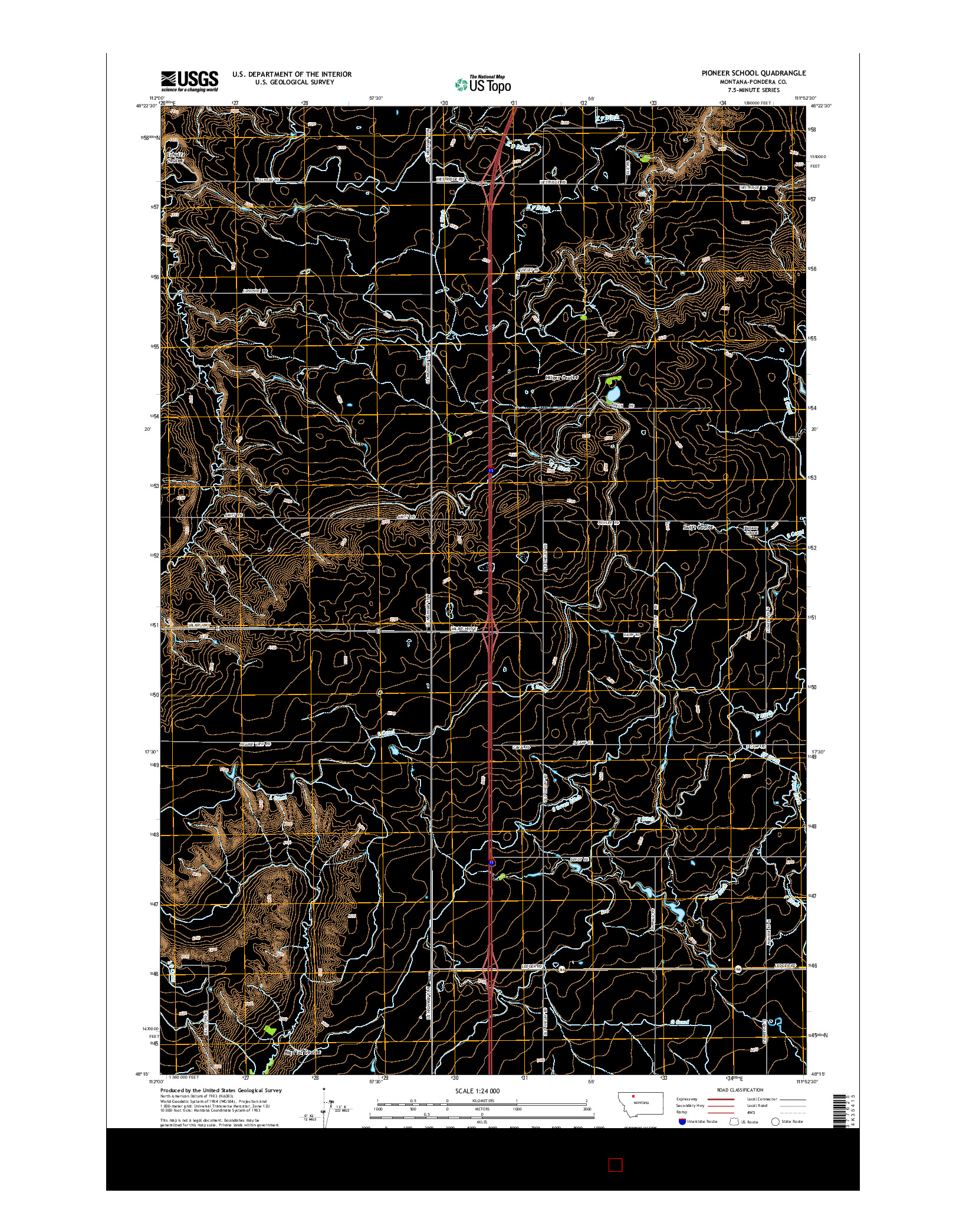 USGS US TOPO 7.5-MINUTE MAP FOR PIONEER SCHOOL, MT 2014
