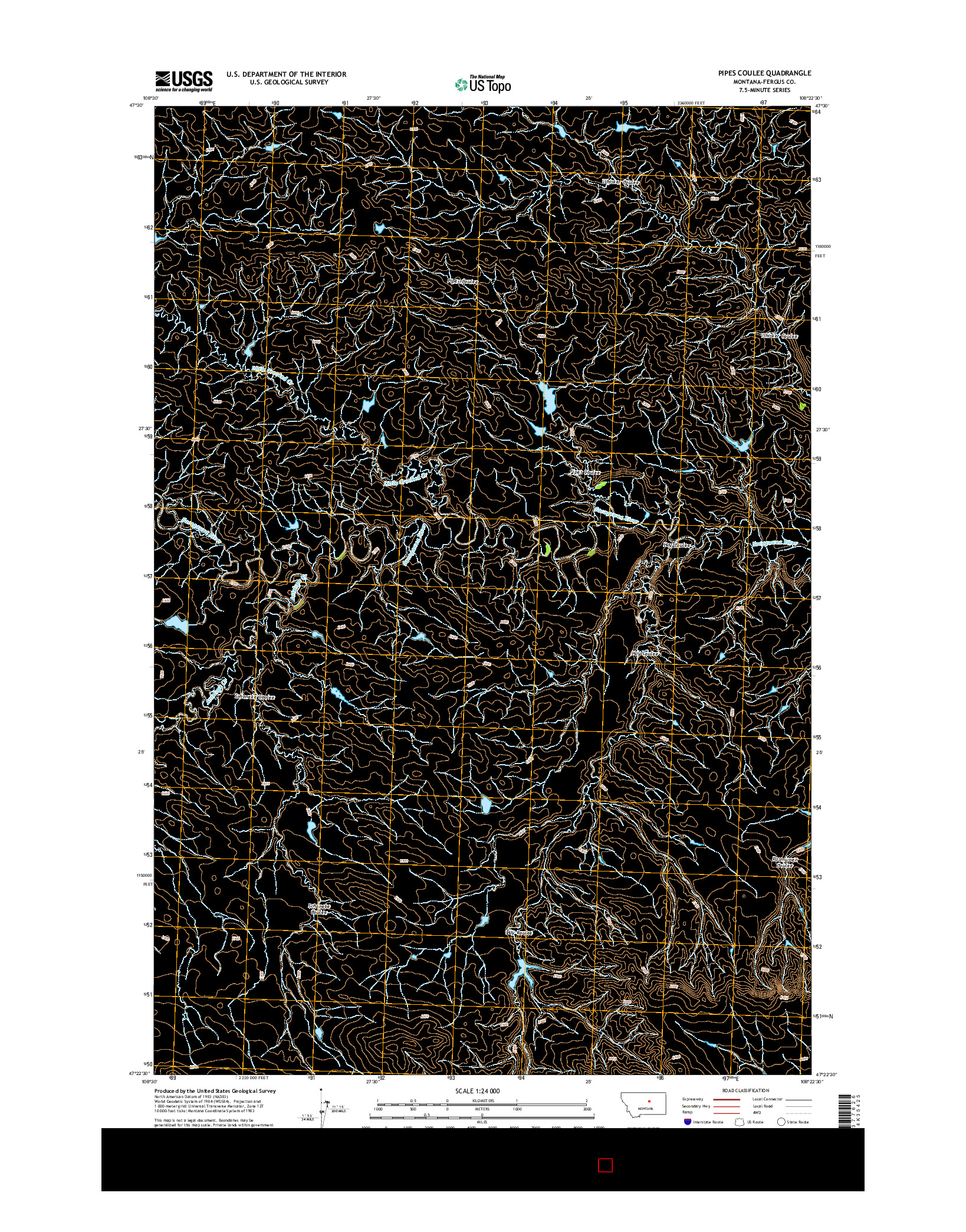 USGS US TOPO 7.5-MINUTE MAP FOR PIPES COULEE, MT 2014