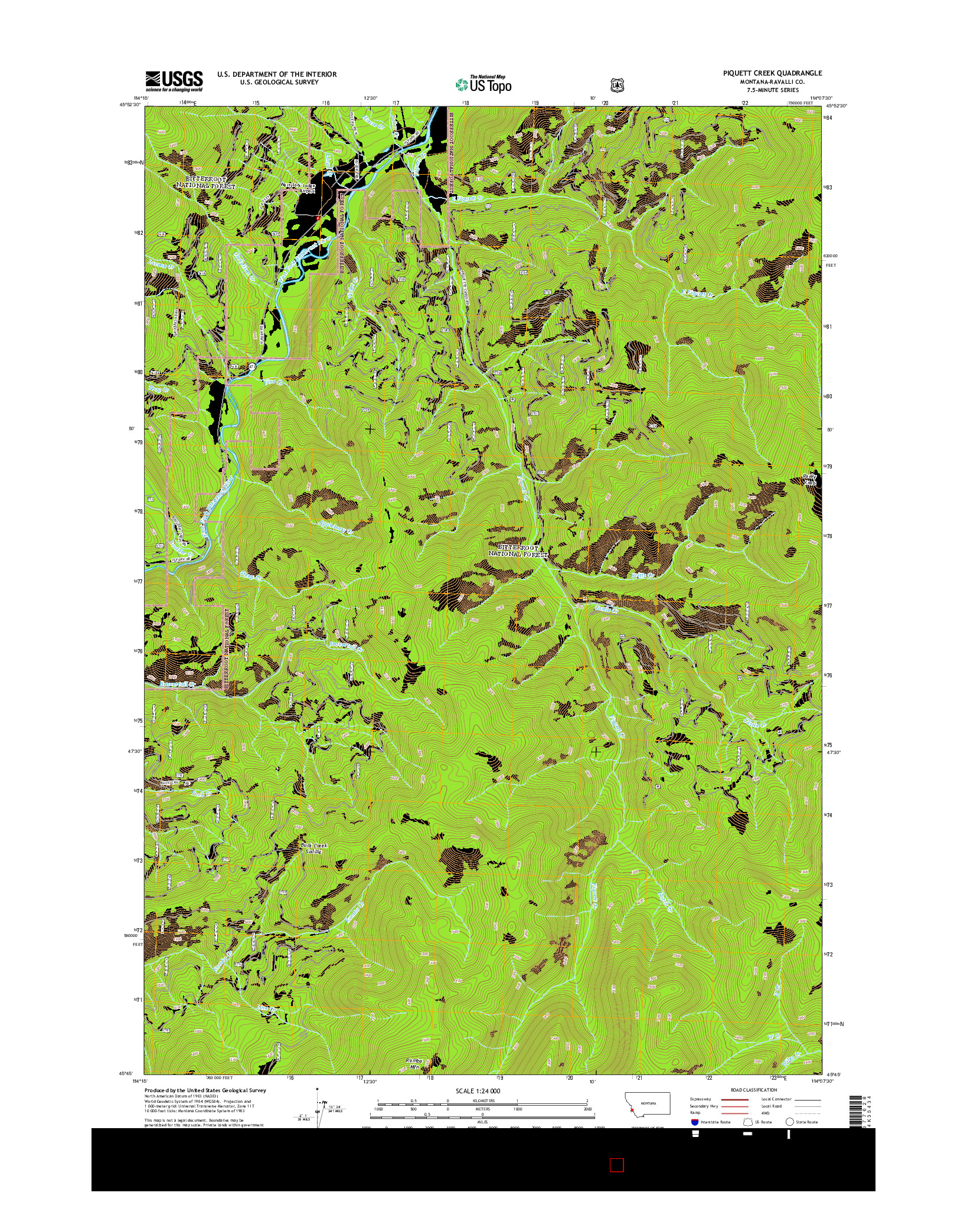 USGS US TOPO 7.5-MINUTE MAP FOR PIQUETT CREEK, MT 2014
