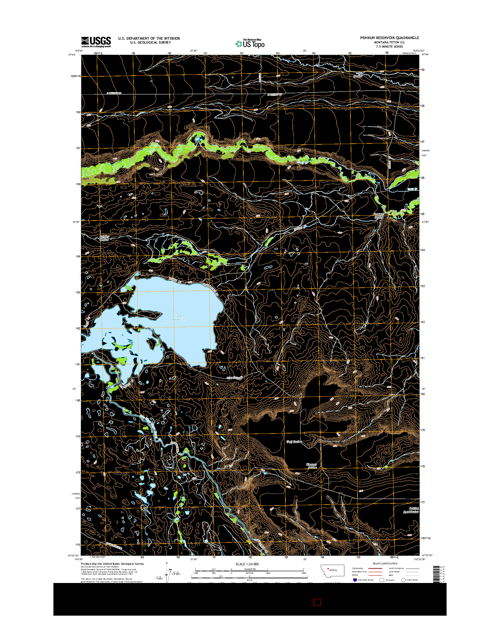 USGS US TOPO 7.5-MINUTE MAP FOR PISHKUN RESERVOIR, MT 2014