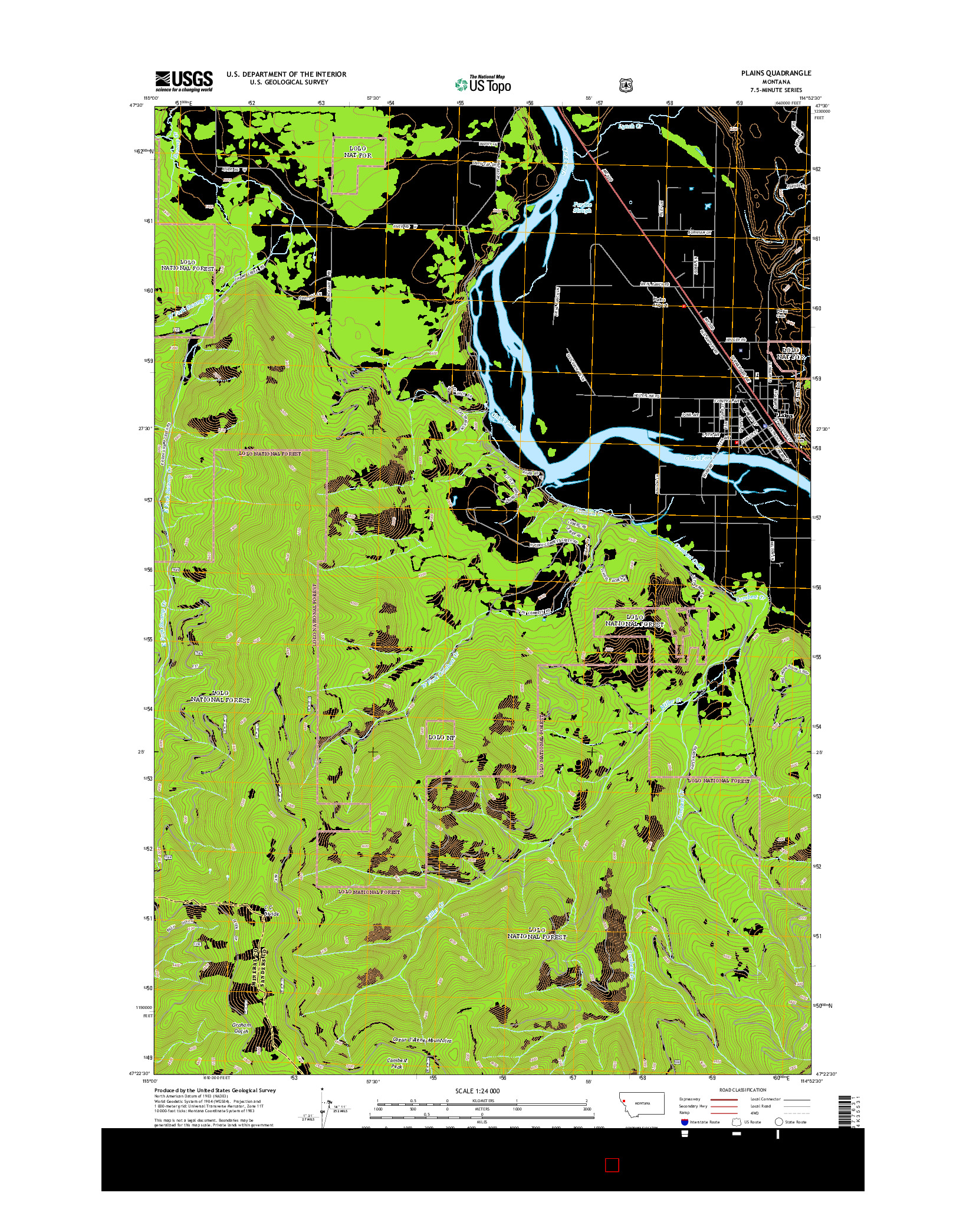 USGS US TOPO 7.5-MINUTE MAP FOR PLAINS, MT 2014