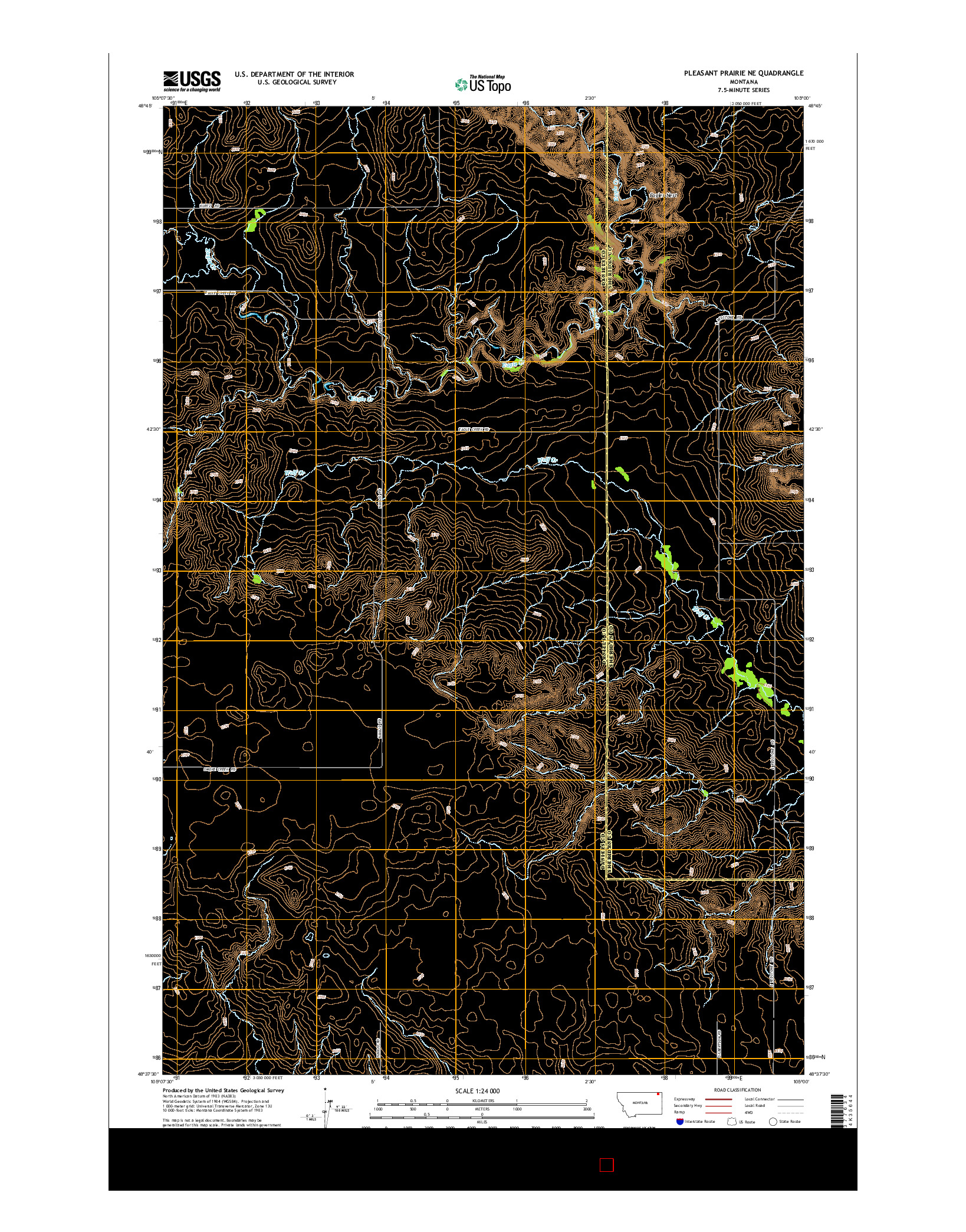 USGS US TOPO 7.5-MINUTE MAP FOR PLEASANT PRAIRIE NE, MT 2014