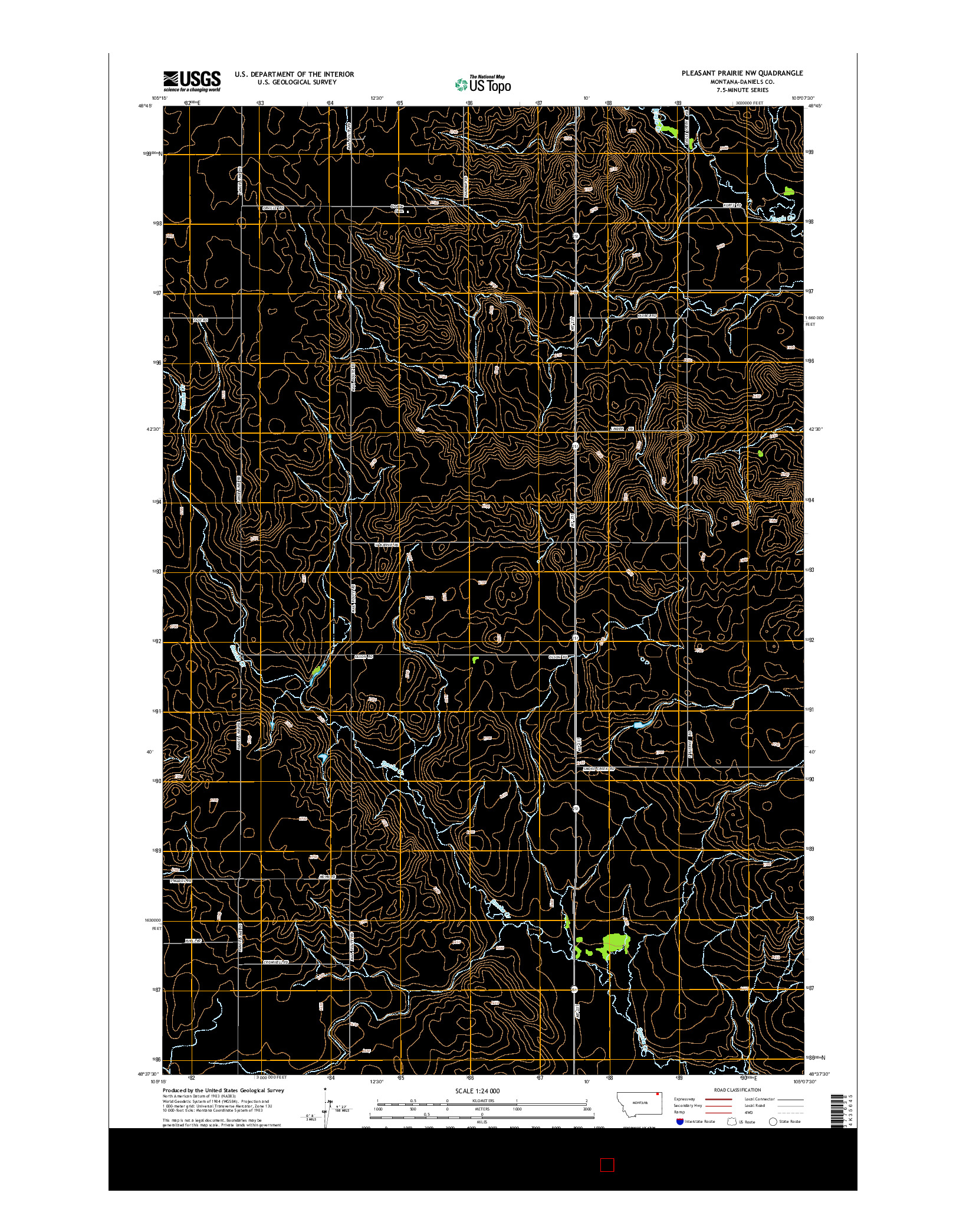 USGS US TOPO 7.5-MINUTE MAP FOR PLEASANT PRAIRIE NW, MT 2014
