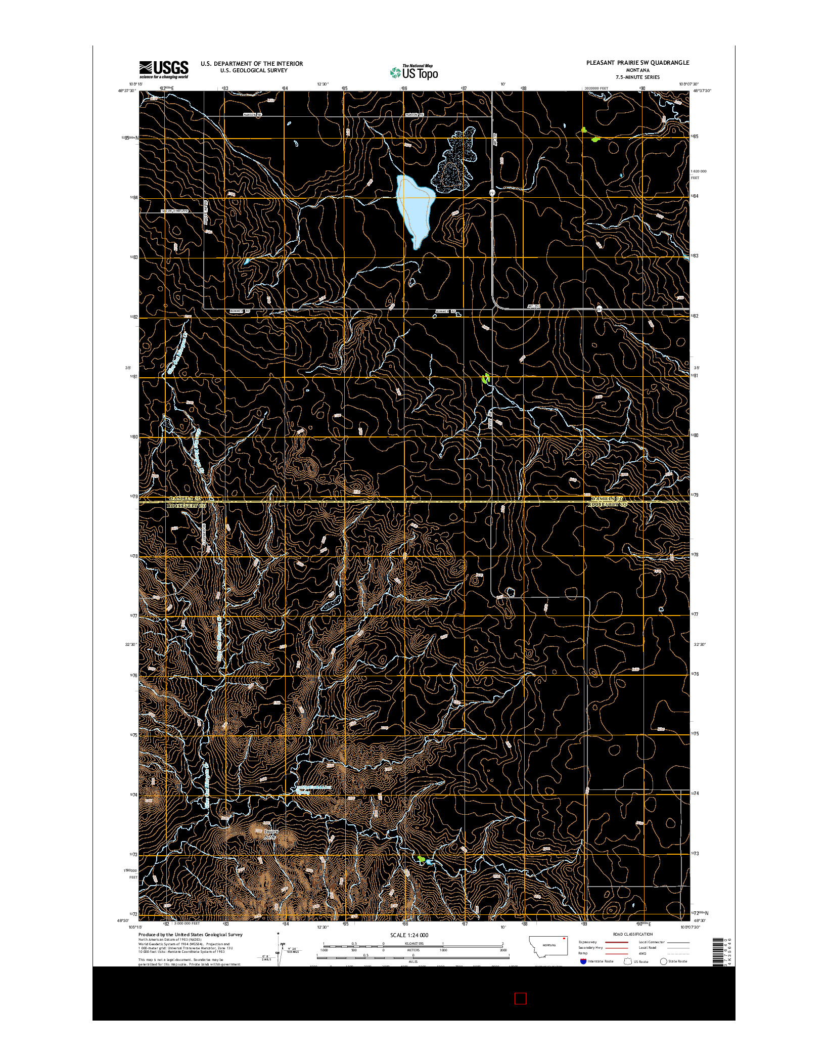 USGS US TOPO 7.5-MINUTE MAP FOR PLEASANT PRAIRIE SW, MT 2014