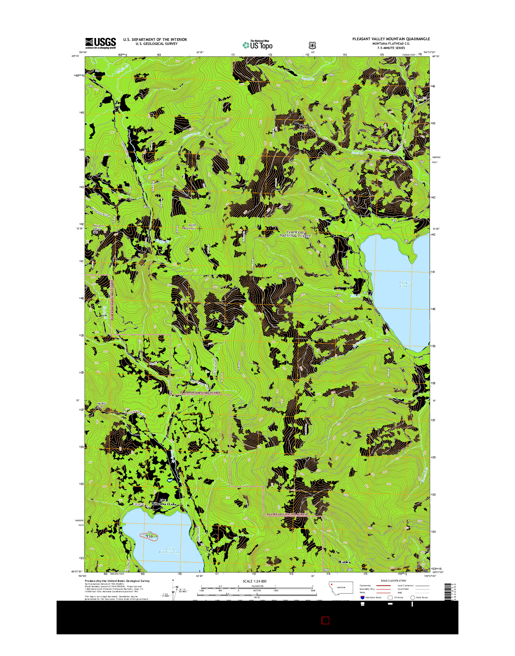 USGS US TOPO 7.5-MINUTE MAP FOR PLEASANT VALLEY MOUNTAIN, MT 2014