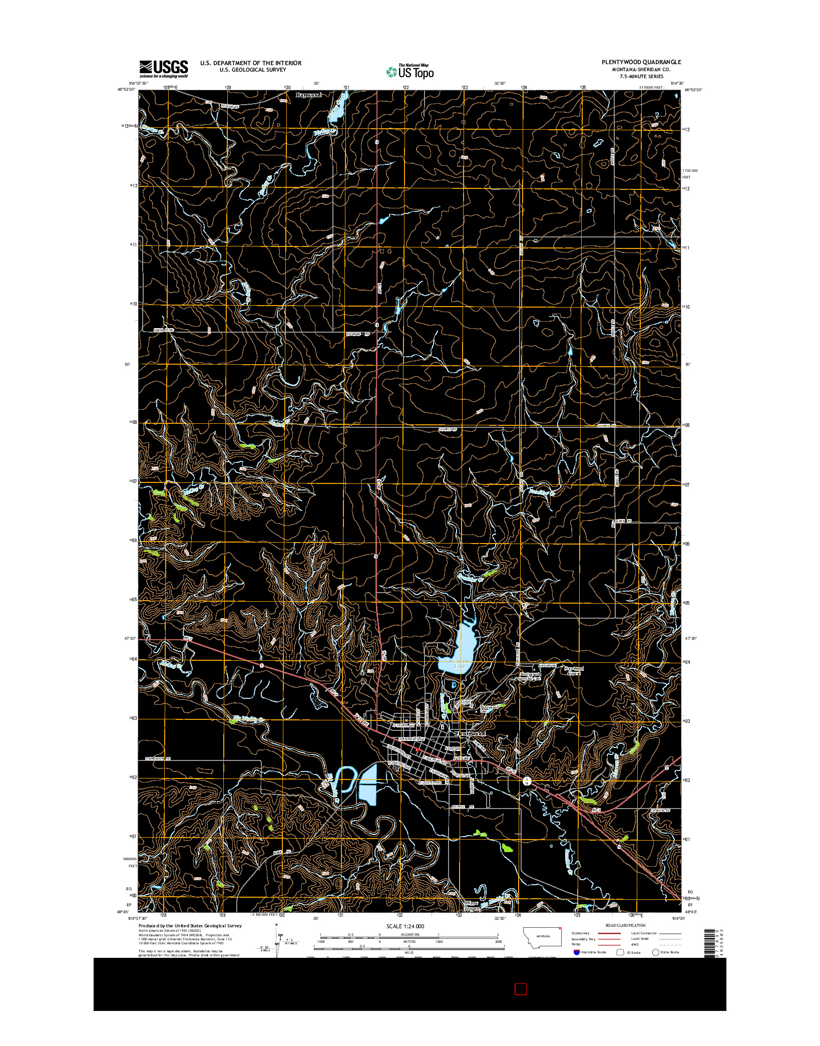 USGS US TOPO 7.5-MINUTE MAP FOR PLENTYWOOD, MT 2014